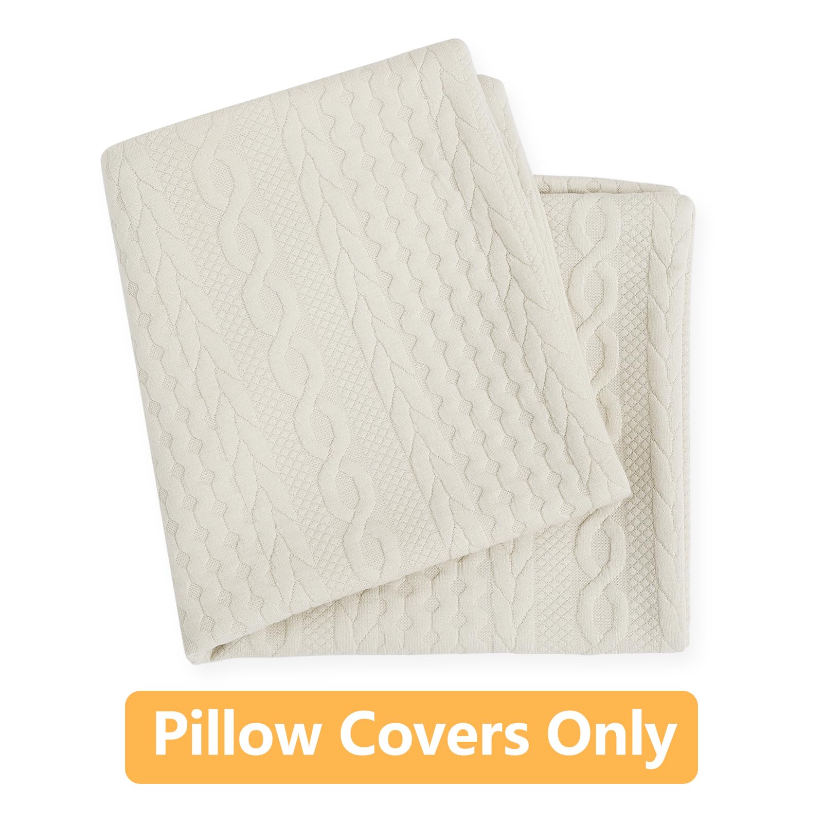 Cikary 26x26 Decorative Throw Pillow Covers Set of 2 - Soft Stretchy Embossed Couch Pillow Covers with Raised Twisted Rope Pattern for Sofa, Bed, Living Room - Beige Home Decor Accent