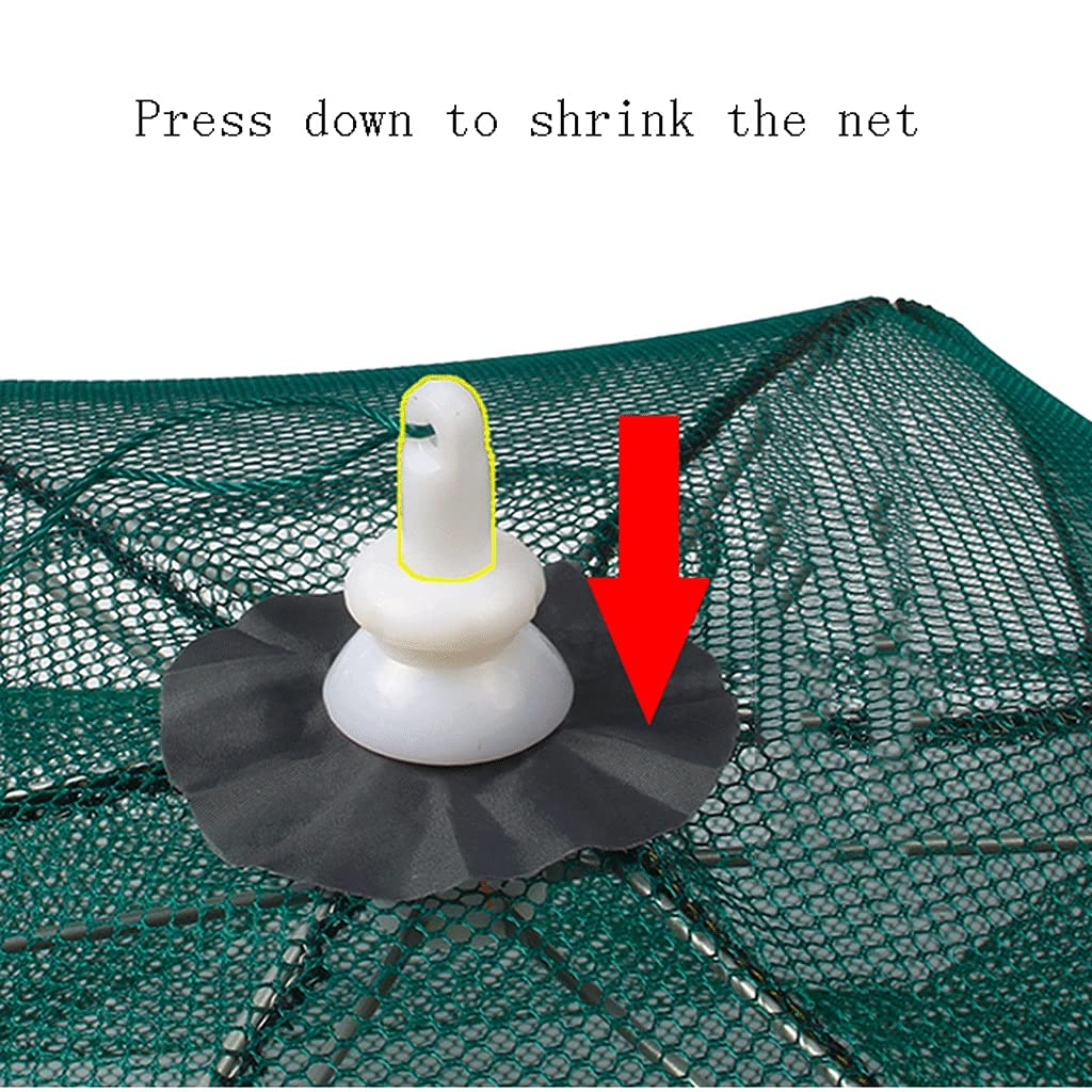 Automatic Folding Fishing Net - Portable Crab & Bait Trap with Umbrella Design, 8-Hole Green Mesh for Freshwater & Saltwater Fishing - Perfect for Camping, Beach Trips & Outdoor Adventures