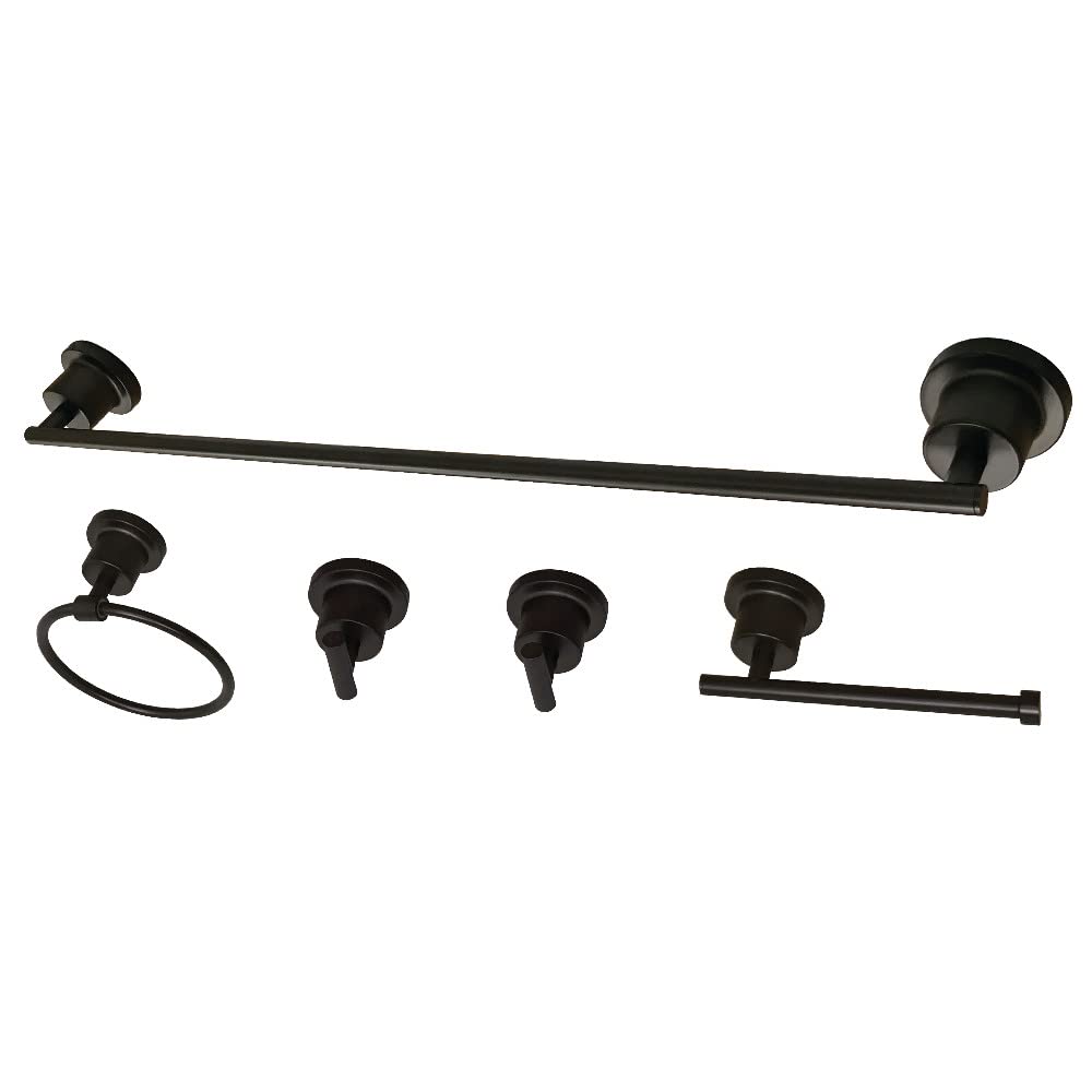 Modern Concord 5-Piece Bathroom Accessory Set in Oil Rubbed Bronze - Complete Bathroom Decor for Vanity, Sink & Shower Organization