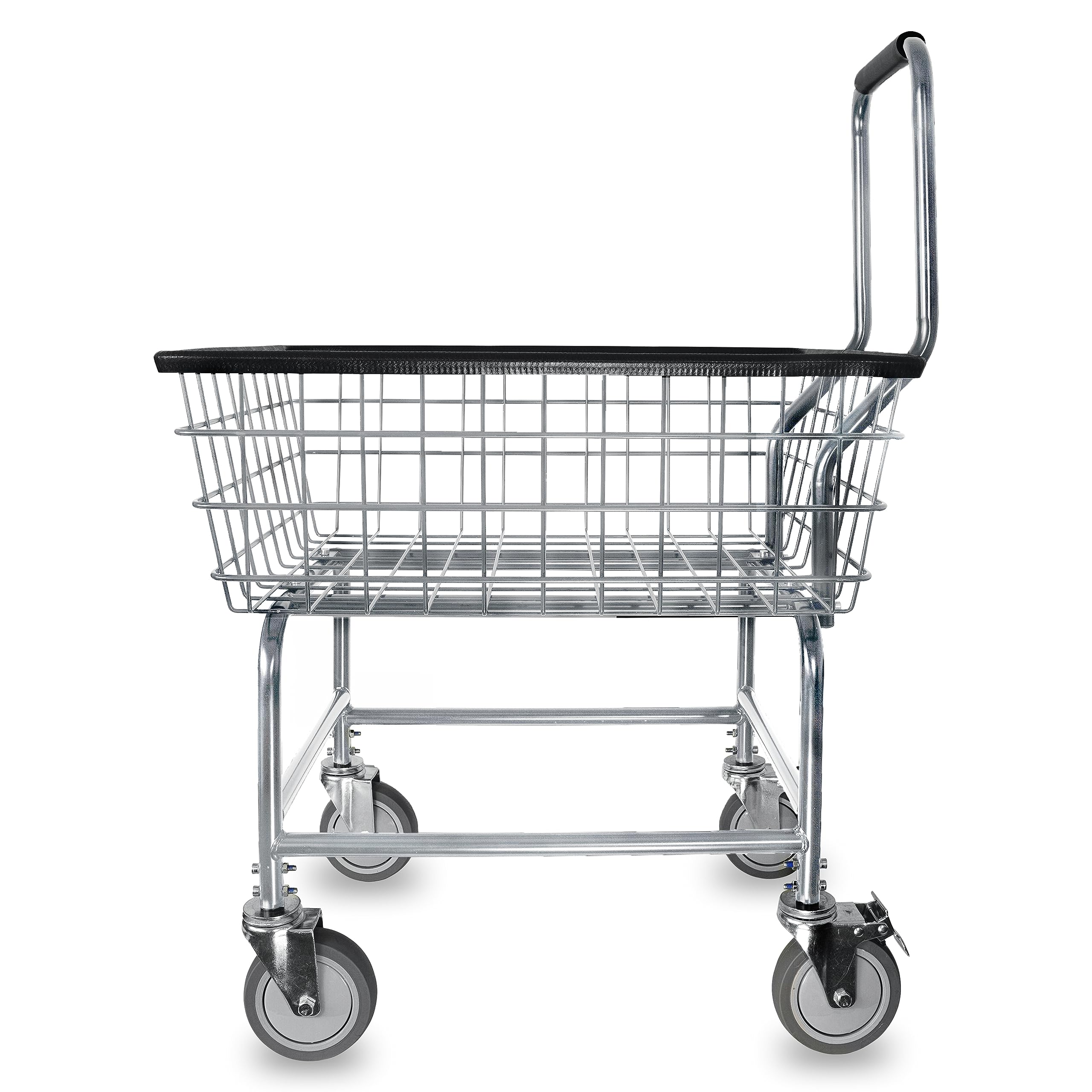 Commercial Laundry Cart with Removable Handle - Heavy Duty LVP Workhorse for Hotels, Hospitals & Laundromats (Black/Silver)