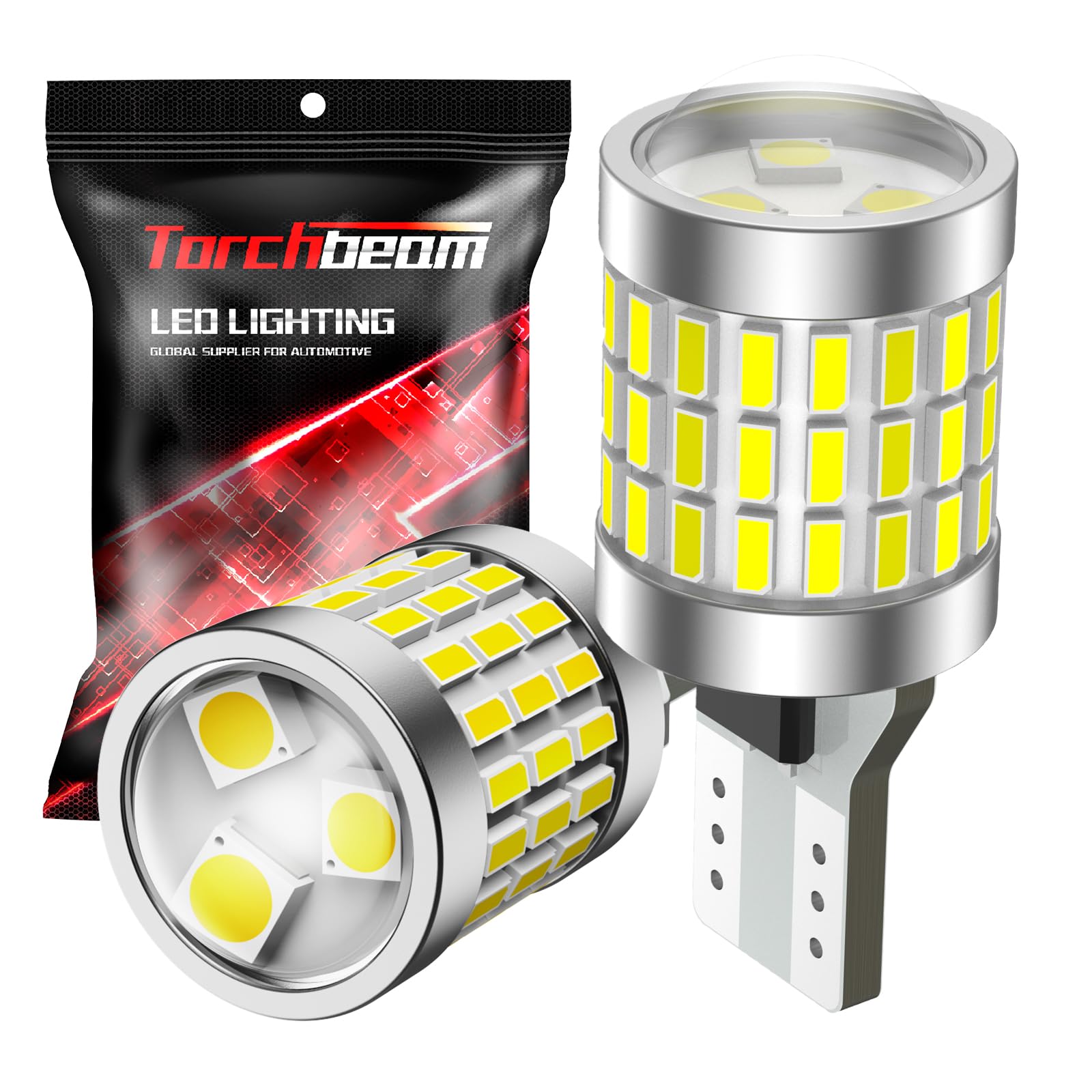 Torchbeam 912 921 LED Bulbs Reverse Lights - 2600 Lumens, 6000K Xenon White, Super Bright T15 906 904 W16W Backup Light Bulbs (Pack of 2) - Perfect for Trucks, SUVs, and Cars for Enhanced Nighttime Visibility and Safety