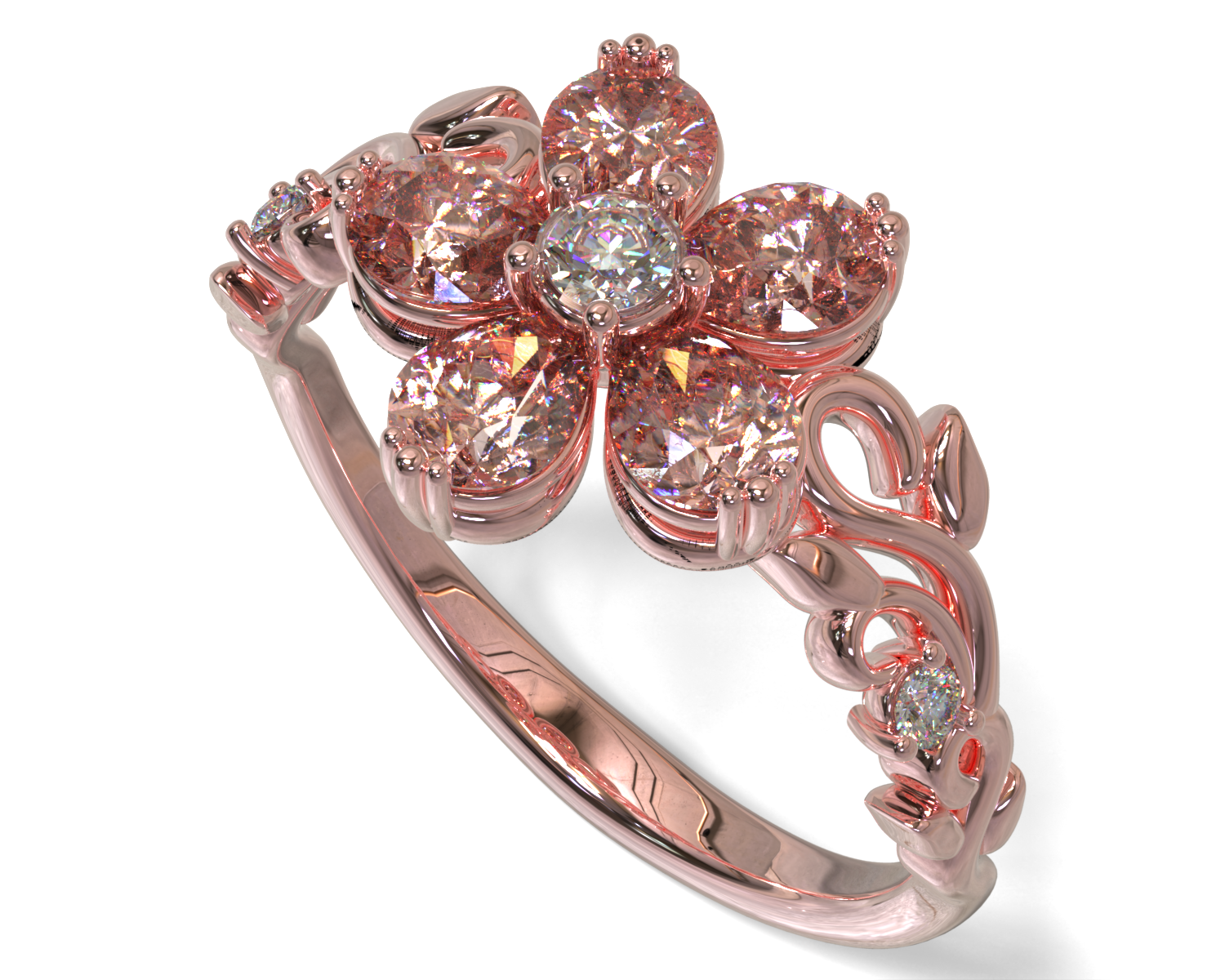 Exquisite 14K Gold Plumeria Flower Morganite Engagement Ring for Women – Perfect for Beach Weddings & Tropical Proposals