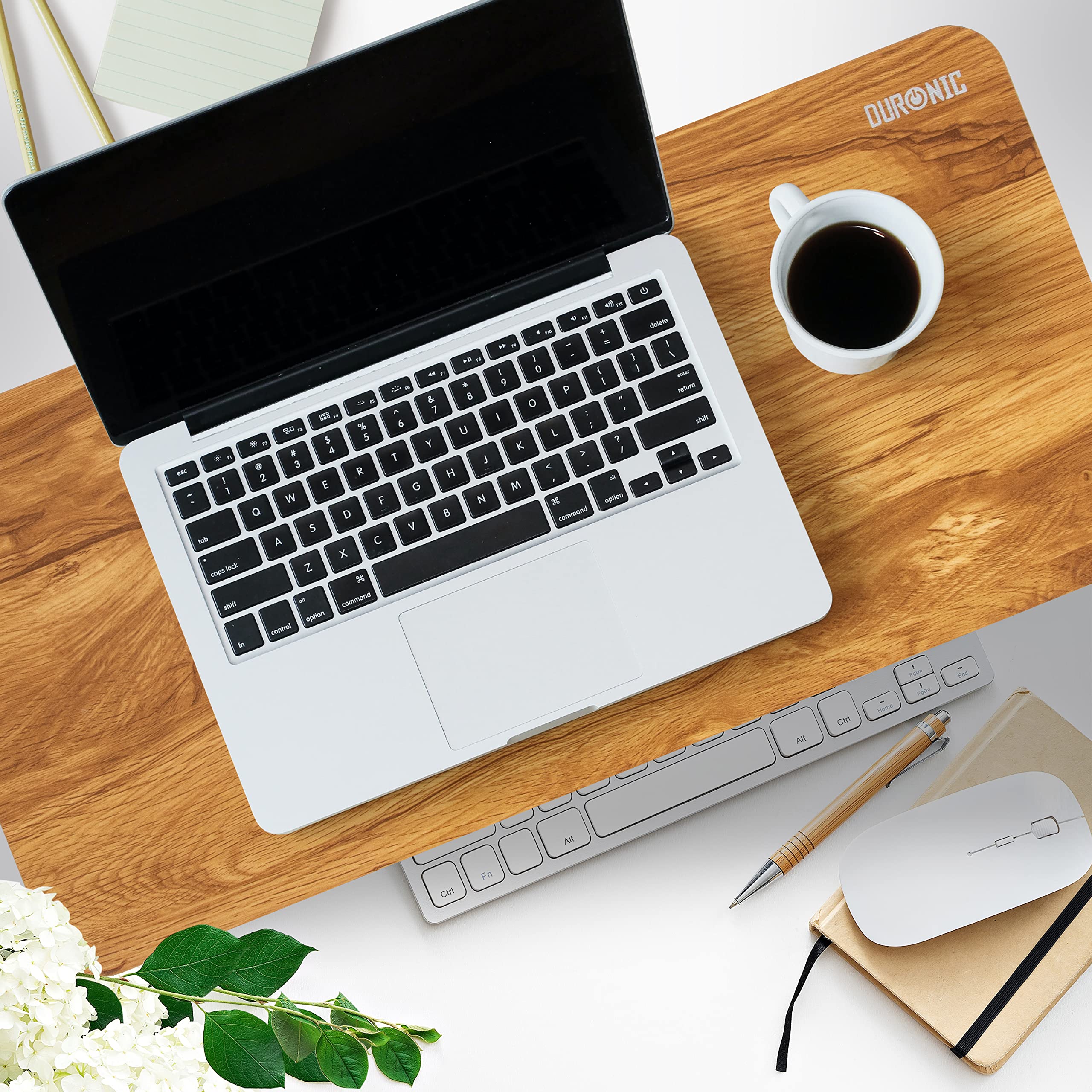 Duronic DM06 Monitor Stand Riser - 10kg Capacity, 63x30cm, Antique Walnut Wood Effect - Ergonomic Laptop & Desktop Screen Riser for Home & Office Workspace