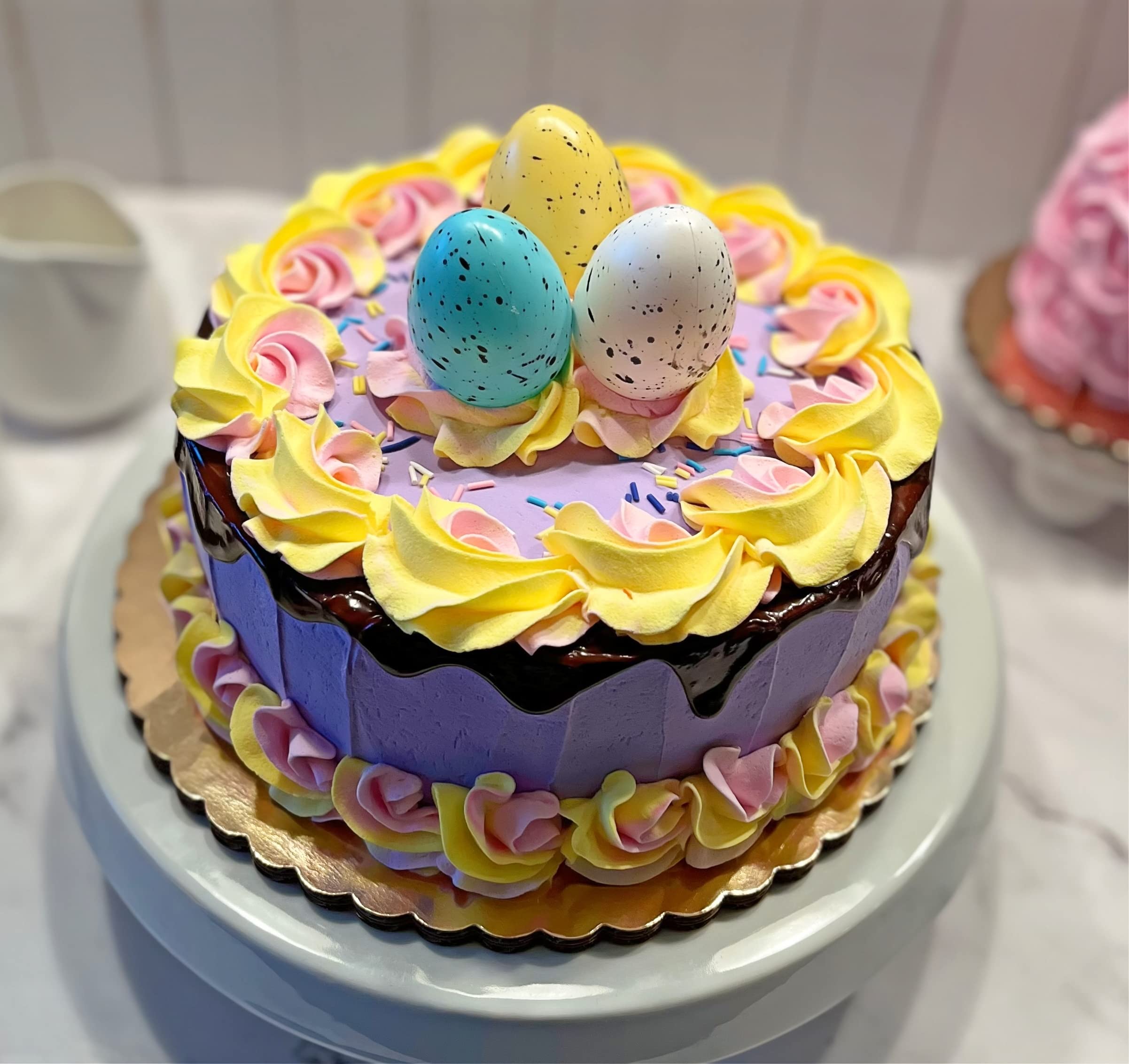 Artificial Cupcakes & Cakes for Display - Fake Cake Decorations for Home, Kitchen & Party Decor - Faux Desserts on Cake Plates - Easter Egg Fake Cakes - Perfect for Wedding Centerpieces, Dessert Table Displays & Home Decor