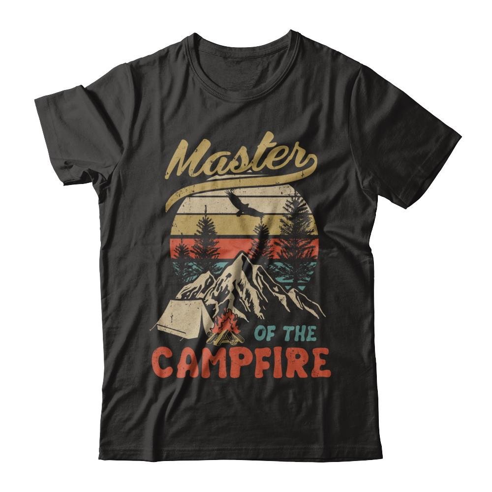 Camping Master of The Campfire Fathers Shirt - Short Sleeve T-Shirt for Outdoor Enthusiasts - Perfect for Camping Trips, Father's Day Gifts & Adventure Travel