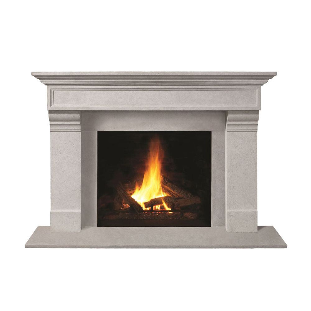 Omega 1111.556 GS 77-Inch Cast Stone Fireplace Mantel Surround - 3-Piece Set for Living Room & Dining Room Fireplace Decor