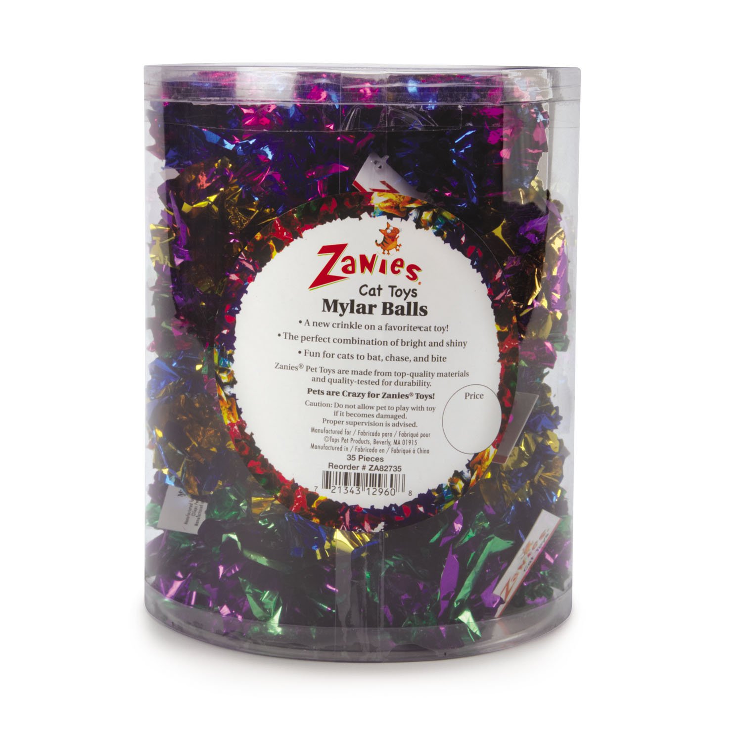 Zanies Mylar Balls Cat Toys - 35 Piece Crinkle Toy Set for Kittens & Adult Cats - Interactive Play, Training & Exercise Toys for Indoor Cats