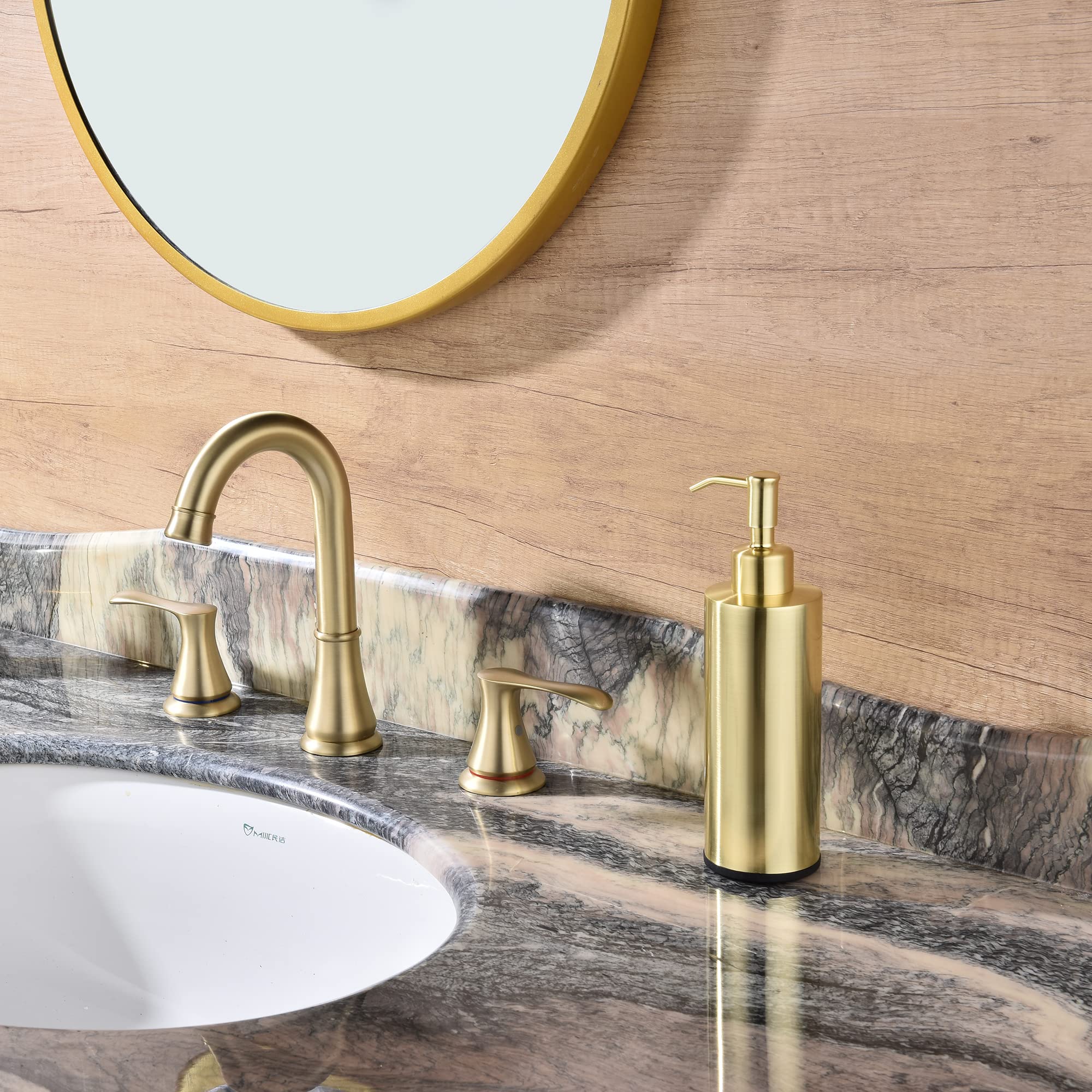 Premium Gold Stainless Steel Soap Dispenser for Kitchen & Bathroom - Elegant Hand Soap Dispenser for Sink Countertop, Dishwashing & Home Decor - TUTEW