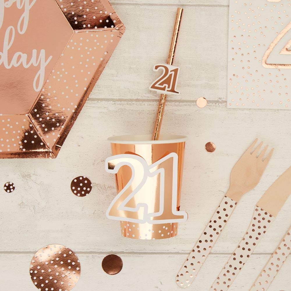 Neviti 778043 Disposable Rose Gold Paper Cups - 8oz, 50 Pack - Elegant Party Cups for Weddings, Baby Showers & Events - Eco-Friendly & Stylish Drinkware