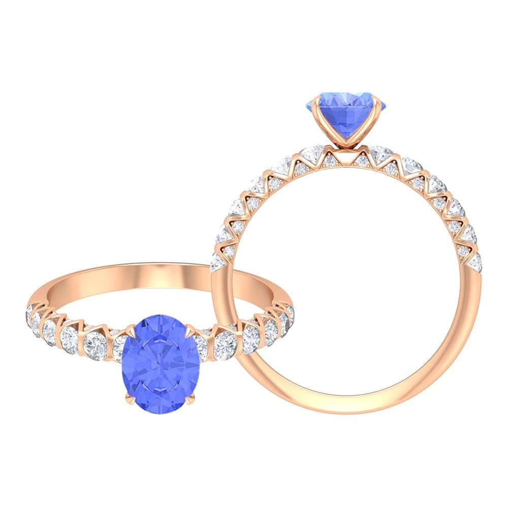 2.50 CT Tanzanite & Moissanite Solitaire Engagement Ring for Women - 14K Solid Gold, Elegant Wedding & Anniversary Jewelry Gift