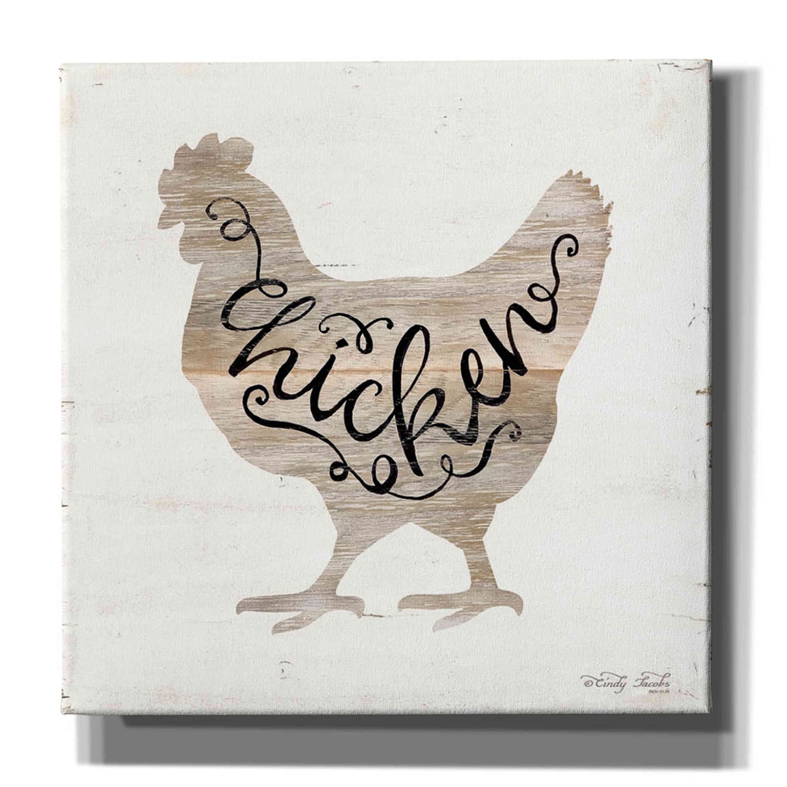 Epic Graffiti 'Chicken in Beige' by Cindy Jacobs - 37x37 Inch Modern Canvas Wall Art for Living Room, Bedroom & Office Decor