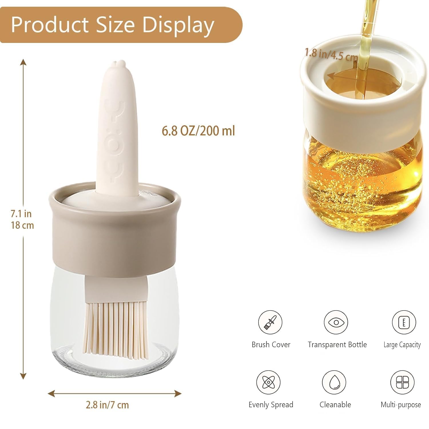2-in-1 High-Temperature Resistant Oil Dispenser & Silicone Brush Set - Perfect for Grilling, Baking, Frying & Kitchen Cooking | BBQ Oil Sprayer & Pastry Brush for Even Coating | Ideal for Home Chefs & Outdoor Cooking Enthusiasts