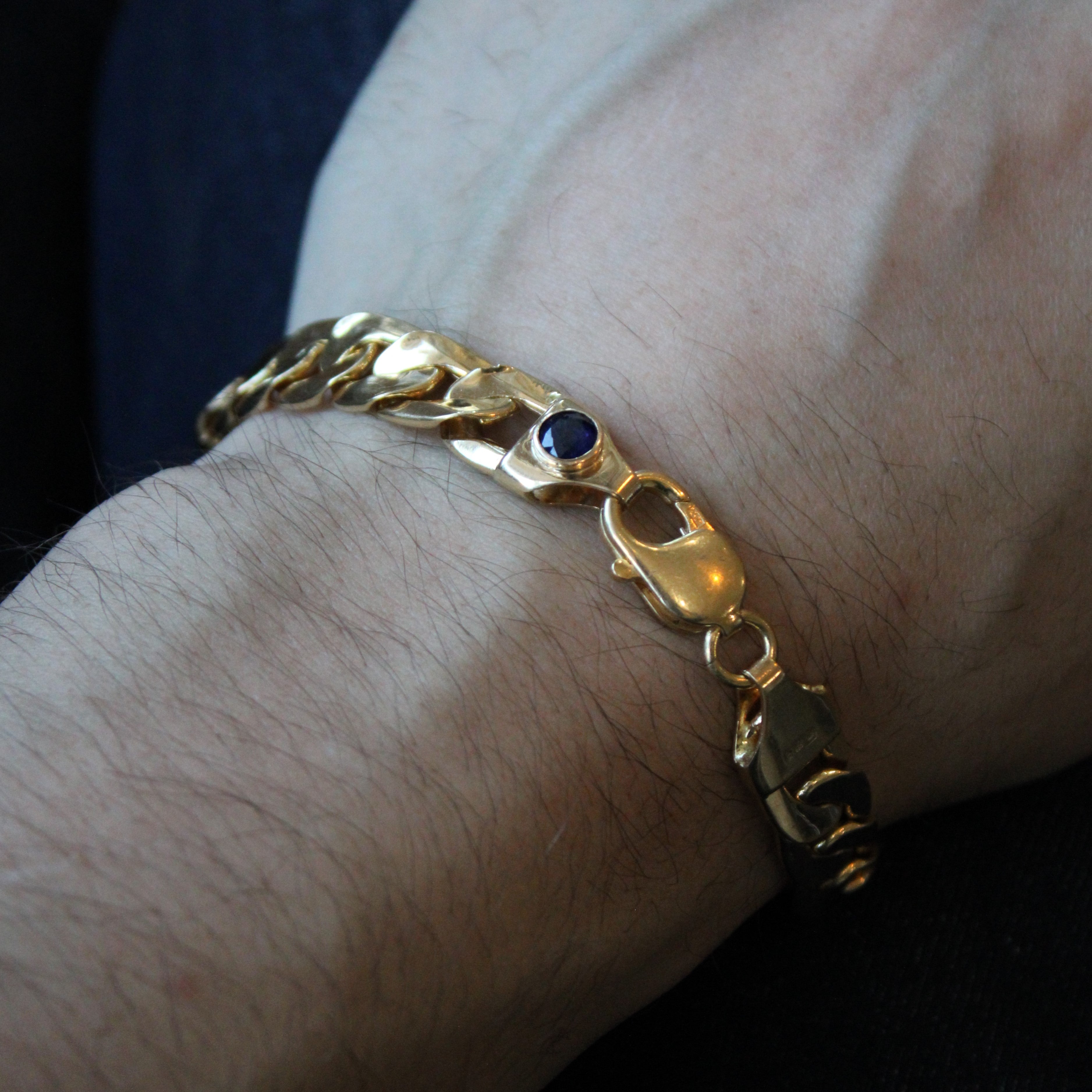 Elegant Sapphire Curb Chain Link Bracelet - 0.50ct Genuine Blue Sapphire - 8.5 Inch Adjustable Women's Jewelry - Perfect for Weddings, Parties & Gifts