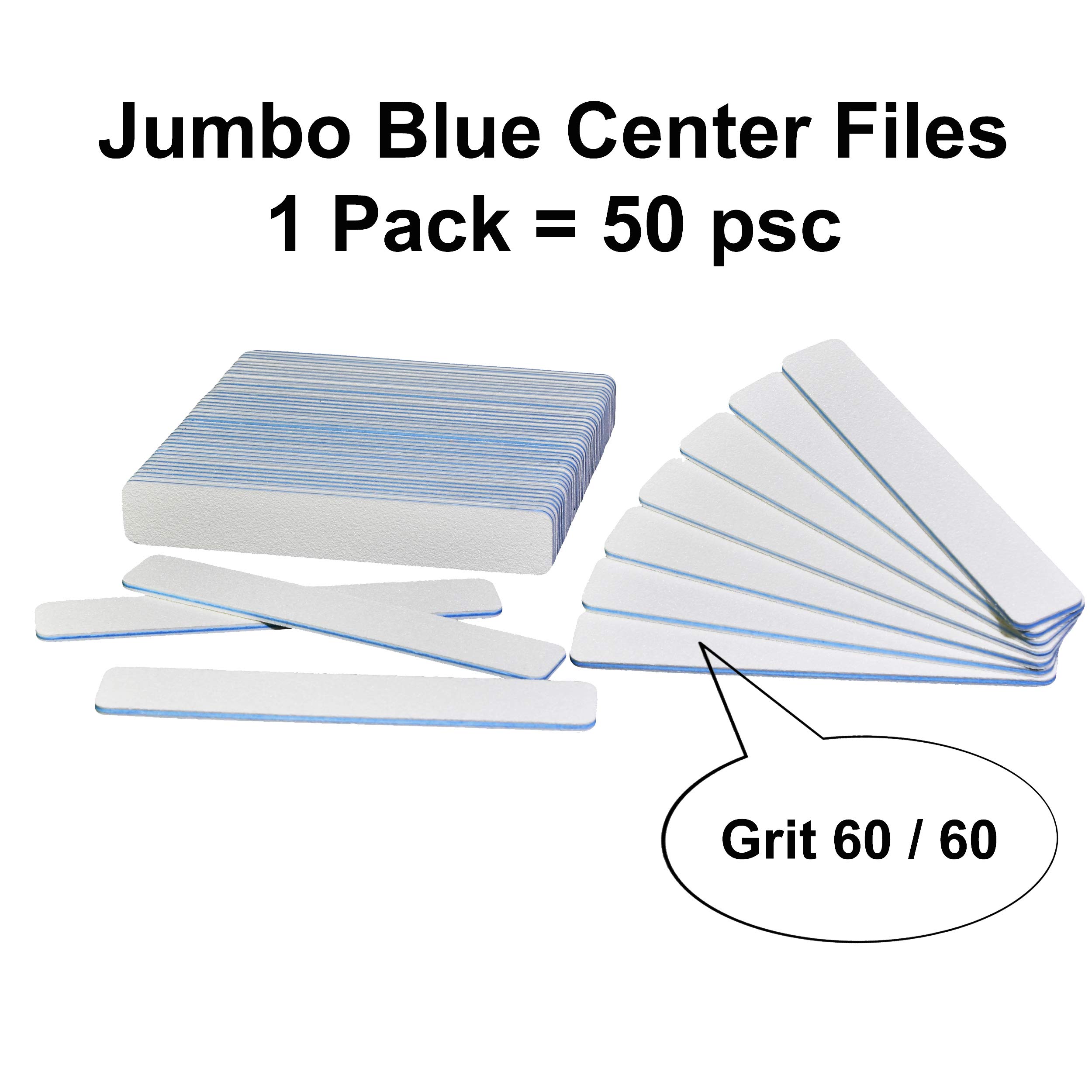 50 PCS Jumbo White Nail Files for Acrylic Nails - 60/60 Grit Emery Boards - Professional Manicure & Pedicure Tools for Salon, Home & Travel Use
