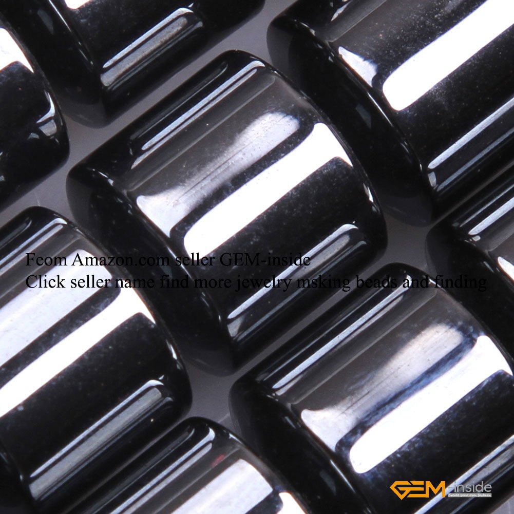 Natural Black Hematite Non-Magnetic Gemstone Beads 12mm Drum Shape - Energy Stone Power Beads for Jewelry Making (15 Inch Strand) - Perfect for Bracelets, Necklaces & DIY Craft Projects