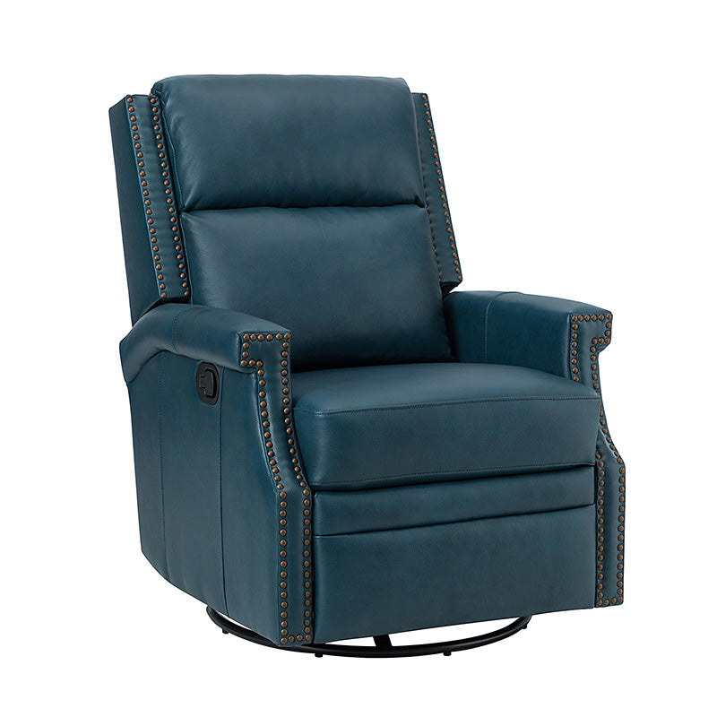 Canace Modern Genuine Leather Manual Glider Rocker Recliner Chair - Comfortable Swivel Lounge Chair for Living Room, Nursery, and Office Relaxation