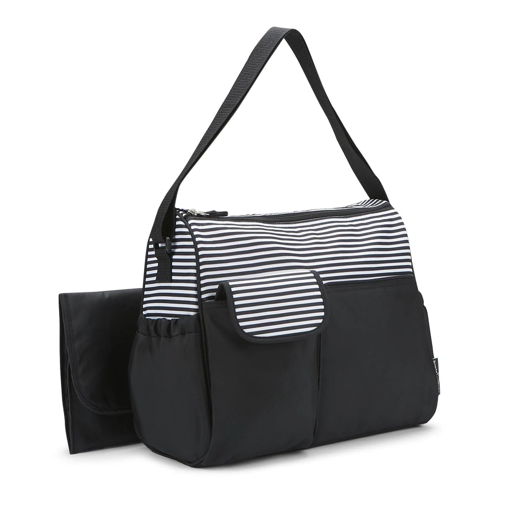 Babyboom Stripes Messenger Diaper Bag - Waterproof & Spacious Baby Bag for Parents - Perfect for Travel, Shopping & Daily Use with Multiple Pockets & Insulated Bottle Holder