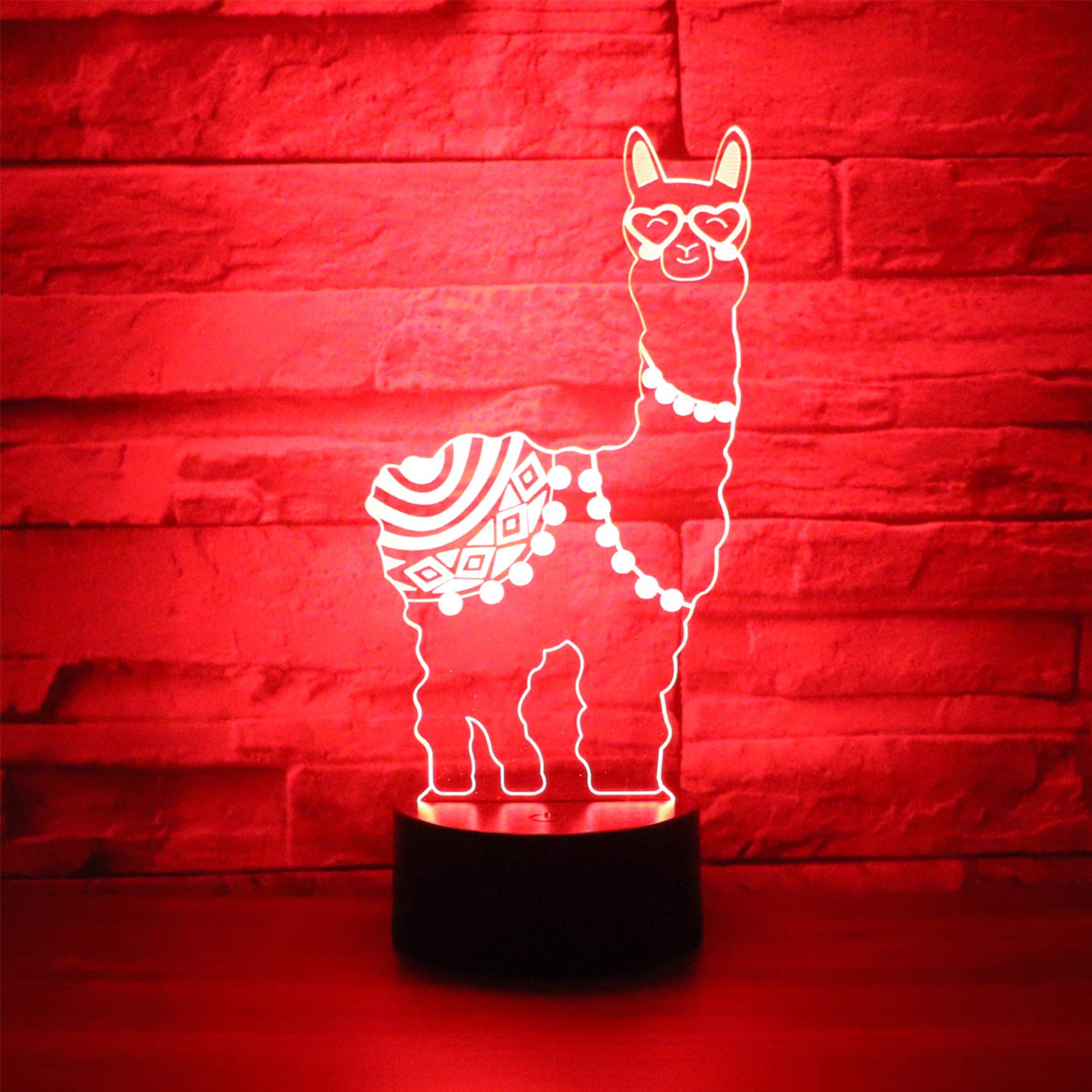 3D Optical Illusion Llama Night Light - 7 Color Changing Touch Control LED Desk Lamp for Kids Room, Bedroom & Nursery | Perfect Gift for Christmas, Birthday, Valentine's Day | Creates Cozy Ambiance for Reading, Relaxing & Sleep Time