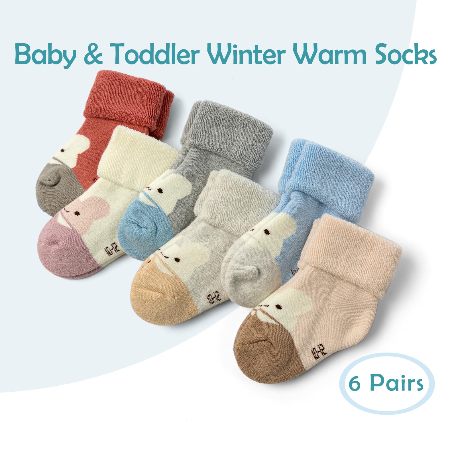 Moon Tree Non-Slip Baby Socks - Warm Winter Terry Socks with Grips for Girls & Boys - Perfect for Crawling, Playtime & Indoor Activities