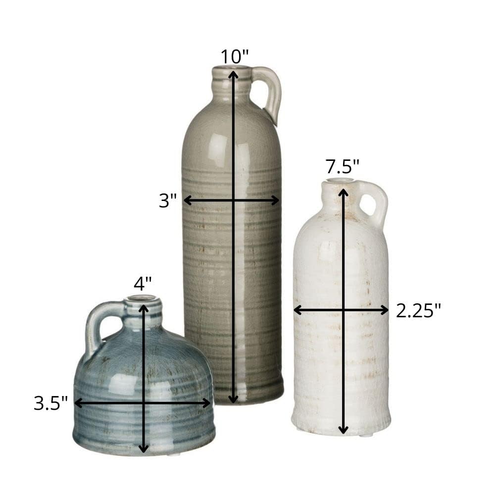 Sullivans Ceramic Jug Vase Set - Farmhouse Decor for Kitchen, Bedroom, Office, Living Room & Bathroom - Coffee Table Centerpiece, Mantle & Shelf Decorations - Perfect for Rustic Home Decor & Wedding Centerpieces (CM2431)