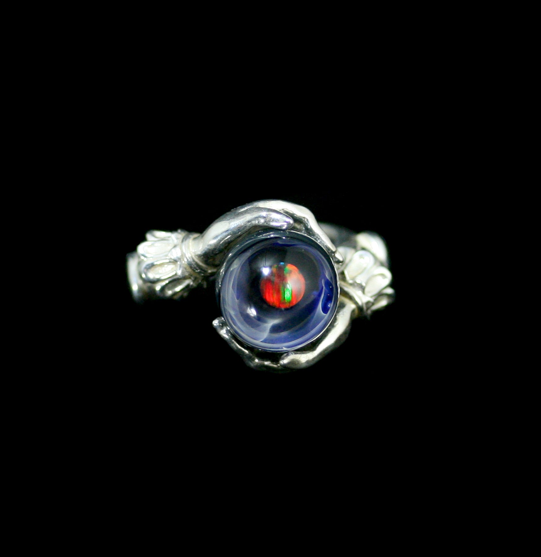 Oracle Ring with Black Hole Nebula Crystal Ball - Unique Spiritual Jewelry for Meditation, Healing & Energy Work - Perfect for Wicca, Reiki & Yoga Practitioners
