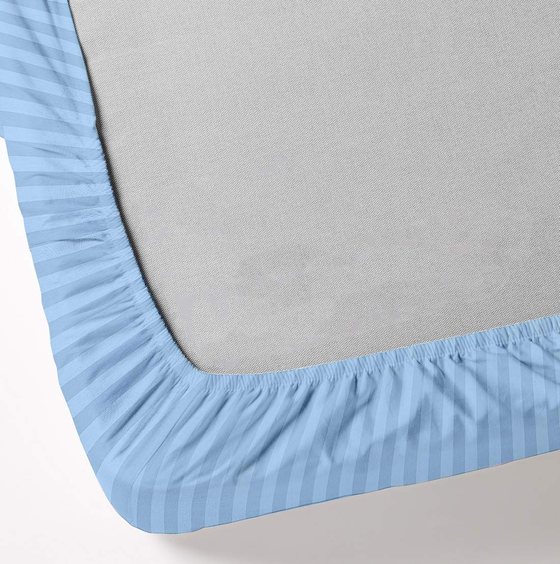 5-Piece Split King Sheet Set - 100% Cotton 400 Thread Count Deep Pocket Fitted Sheets for Adjustable Beds | Light Blue Stripe Split King Size Bedding | Perfect for Adjustable Beds, Guest Rooms & Master Bedrooms