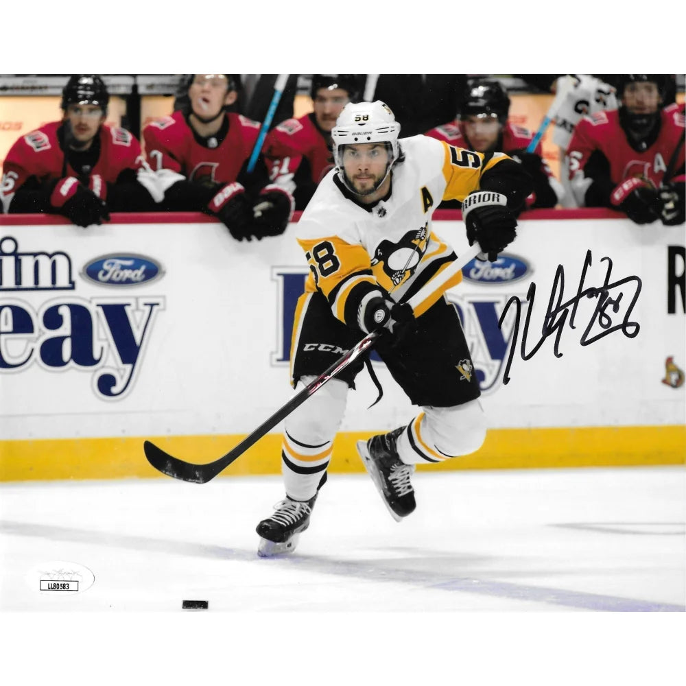 Kris Letang Autographed 8x10 Photo with JSA COA - Pittsburgh Penguins #58 Signed Hockey Memorabilia - Perfect for Sports Collectors, Man Cave Decor & Penguins Fans Gifts