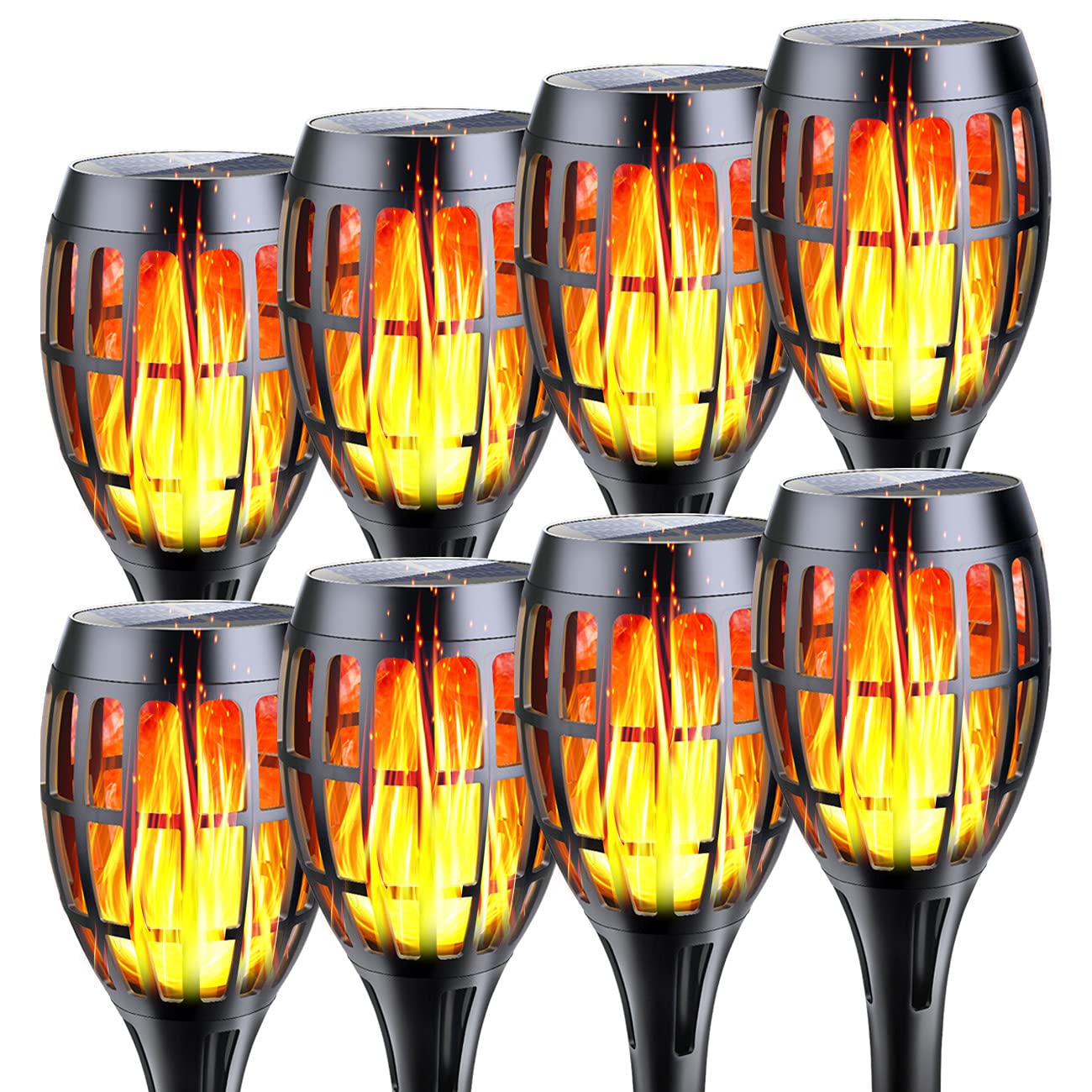 Fatpoom Solar Torch Lights Outdoor 8Pack - Waterproof Flickering Flame Solar Lights for Yard, Patio, Garden - Auto On/Off Security Lighting & Romantic Decoration - Perfect for Landscape, Pathways, Poolside & Outdoor Parties
