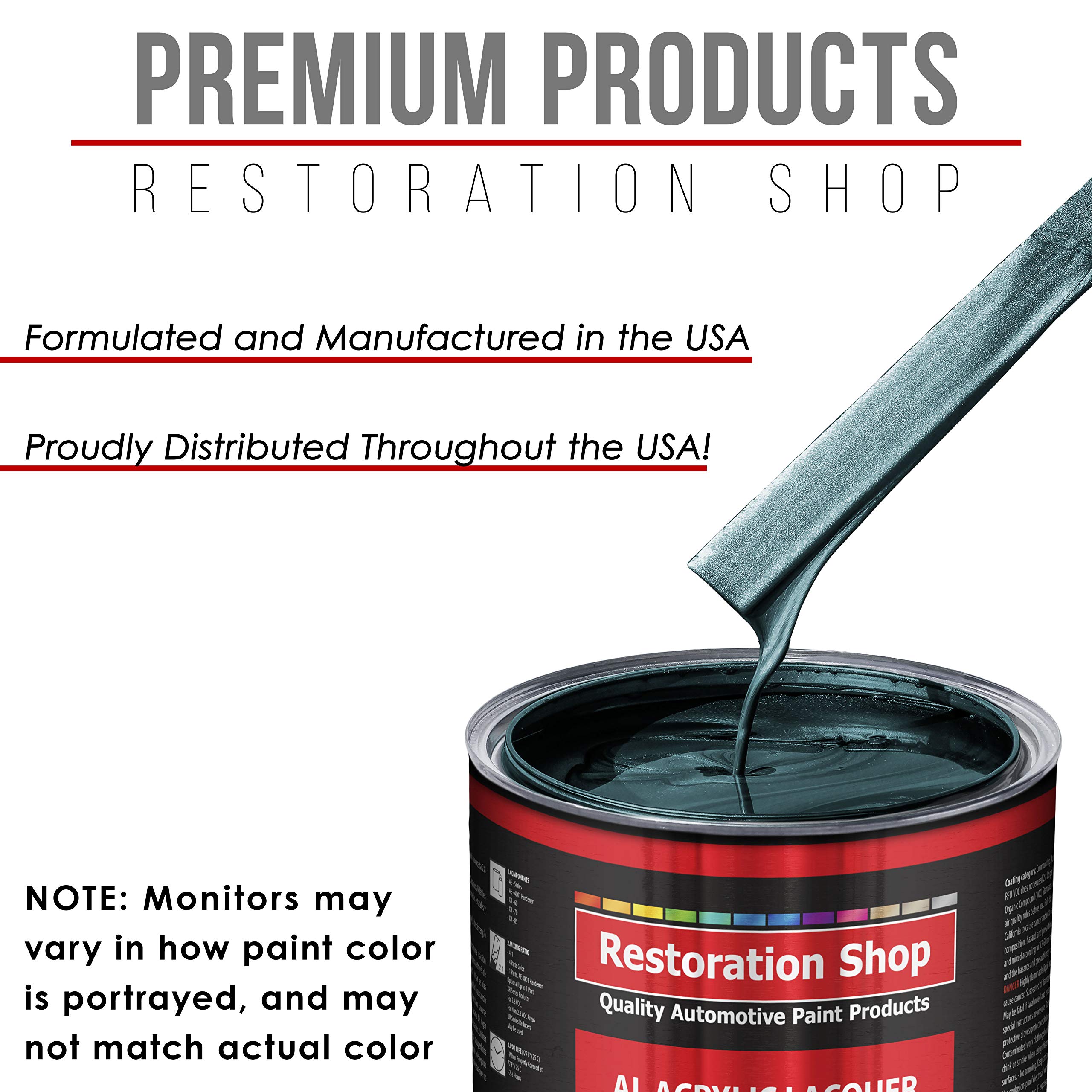 Restoration Shop - Dark Turquoise Metallic Acrylic Lacquer Auto Paint (1 Gallon) - Professional Gloss Finish for Cars, Trucks, Motorcycles, Guitars & Furniture - High Quality Automotive Refinishing Coating - Perfect for DIY Projects & Professional Auto Body Repair