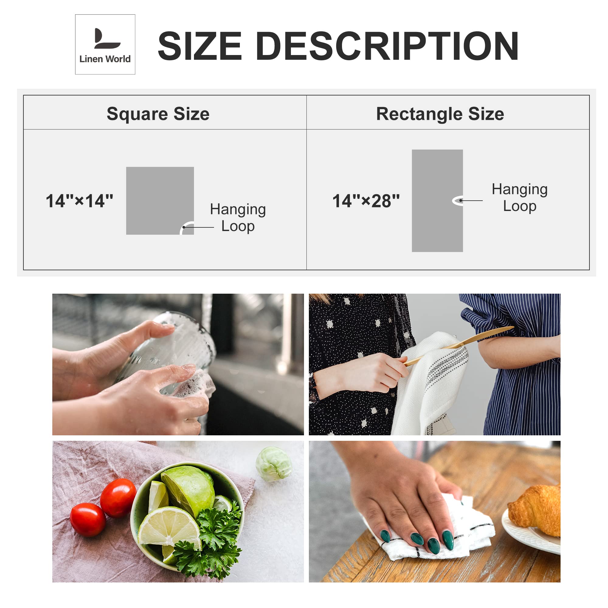 Premium 100% European Flax Linen Kitchen Towels Set of 12 - 14