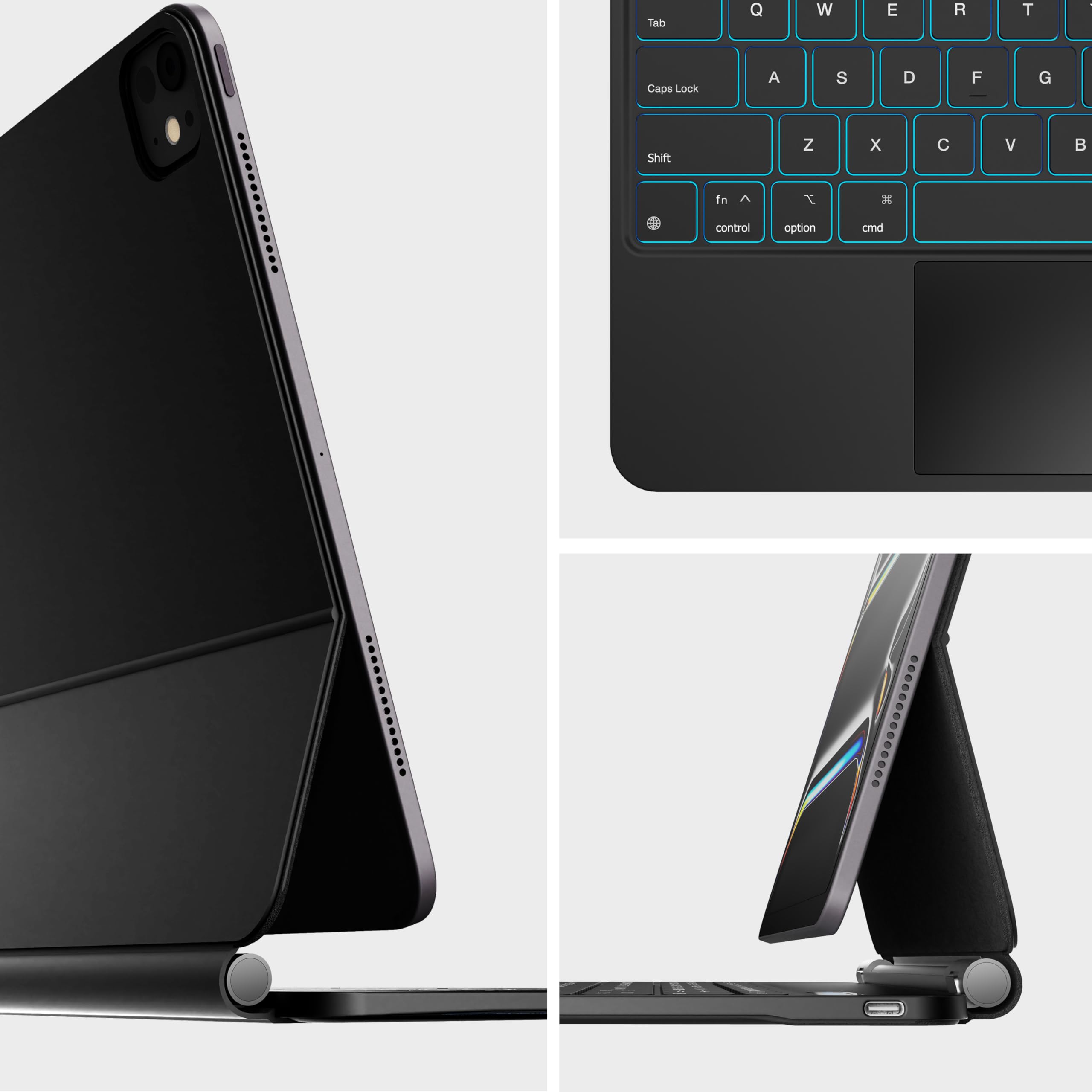 Nimin Keyboard Case for iPad Pro 13 inch 2024 (M4) - Slim Bluetooth Keyboard with Multi-Touch Trackpad, Magnetic Attachment, 7-Color Backlit Keys, Auto Sleep/Wake Function - Perfect for Work, Study & Travel (Obsidian Black)