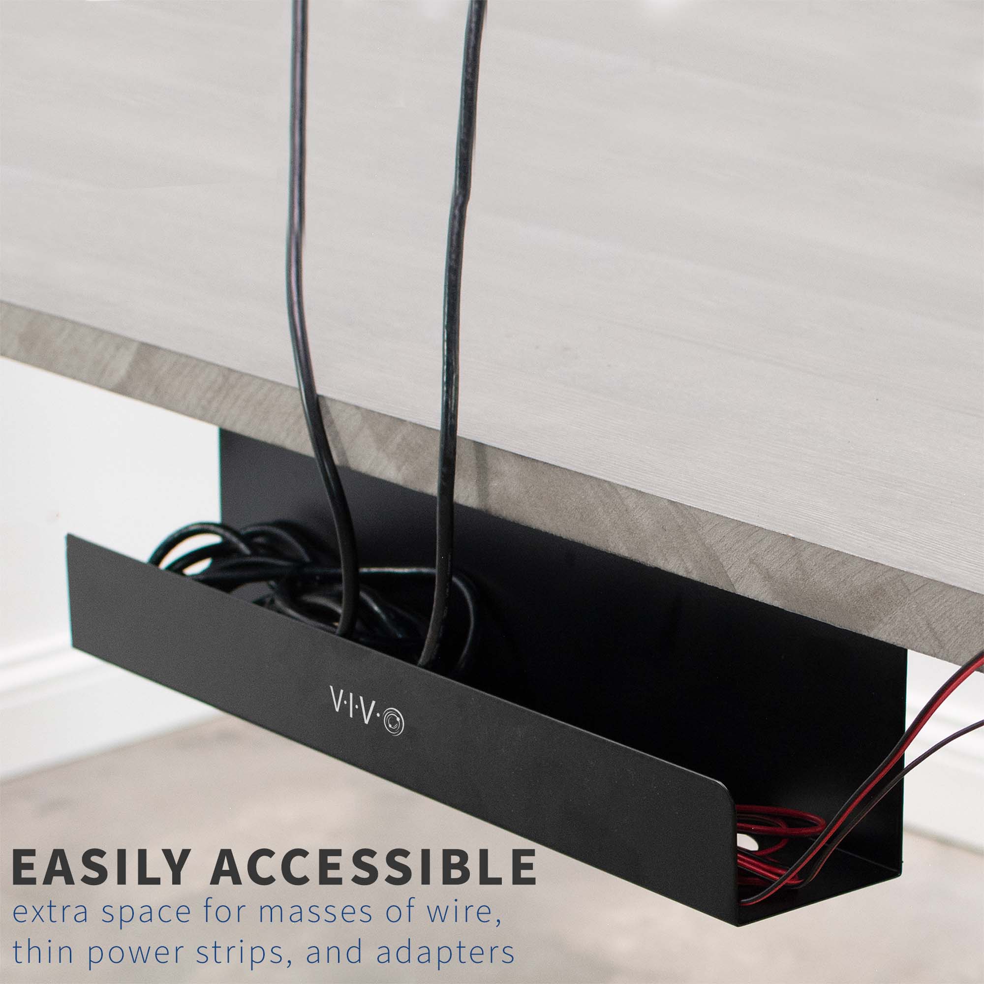 Under Desk Cable Management Tray - Organize Wires & Cords for Home Office & Gaming Setup | Neat Computer Desk Accessories for Workspace Organization