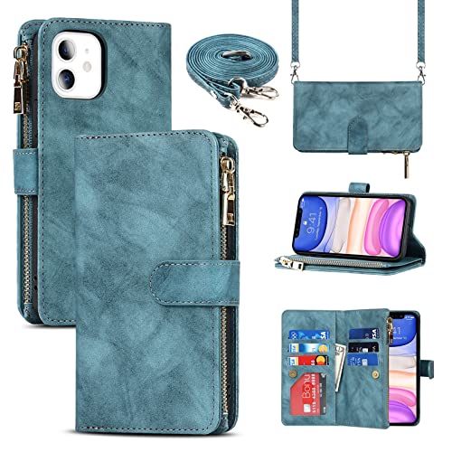 9 Card Slots Lanyard Blue