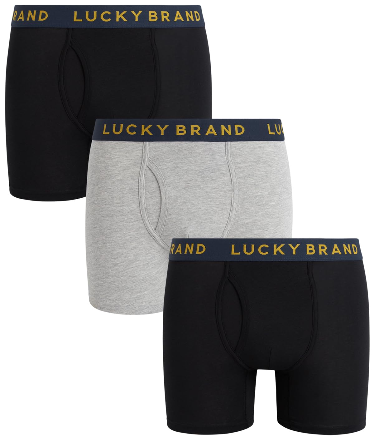 Lucky Brand Men's Boxer Briefs 3-Pack - Soft Stretch Breathable Underwear with Contour Pouch for Comfort & Support - S-XXL - Perfect for Everyday Wear, Workout & Lounge