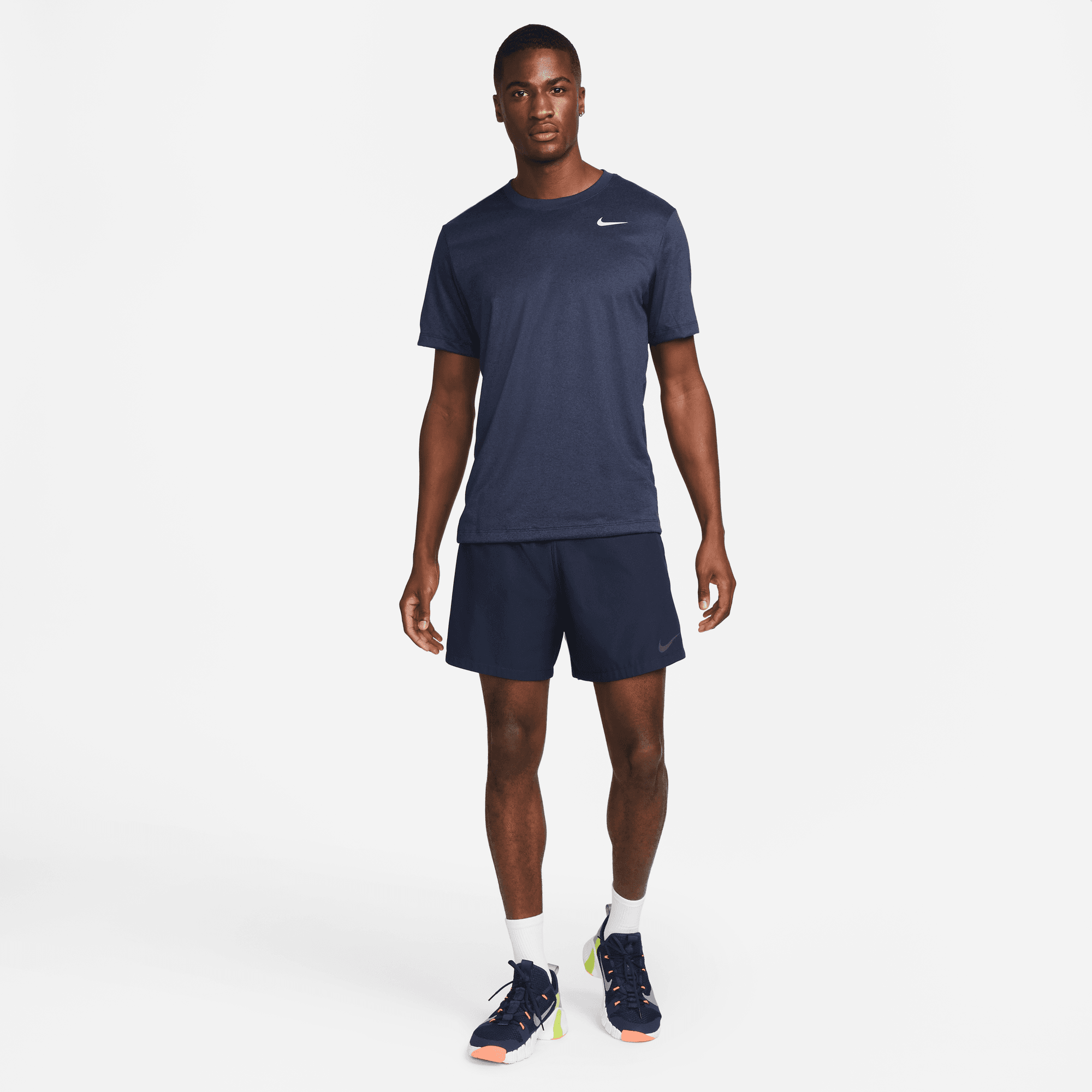 Nike Men's Dri-FIT Legend Short Sleeve T-Shirt - Moisture Wicking, Breathable Workout Top (Dark Obsidian/College Navy/Matte Silver) - Perfect for Gym, Running & Casual Wear