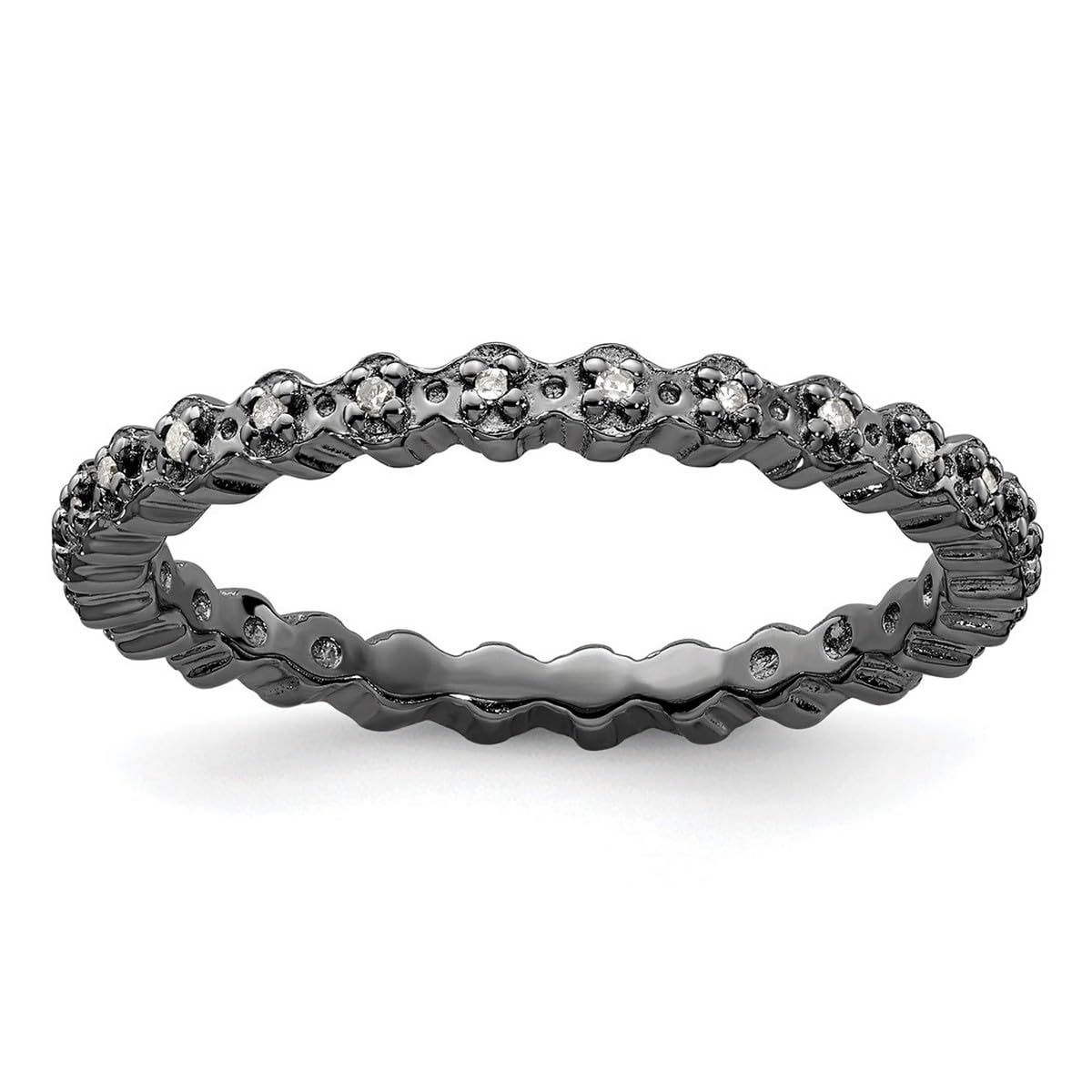925 Sterling Silver Diamond Plated Stackable Rings for Women - Black, Silver & Pink Colors | Size 4-10 | Perfect for Layering, Everyday Wear & Gift Giving