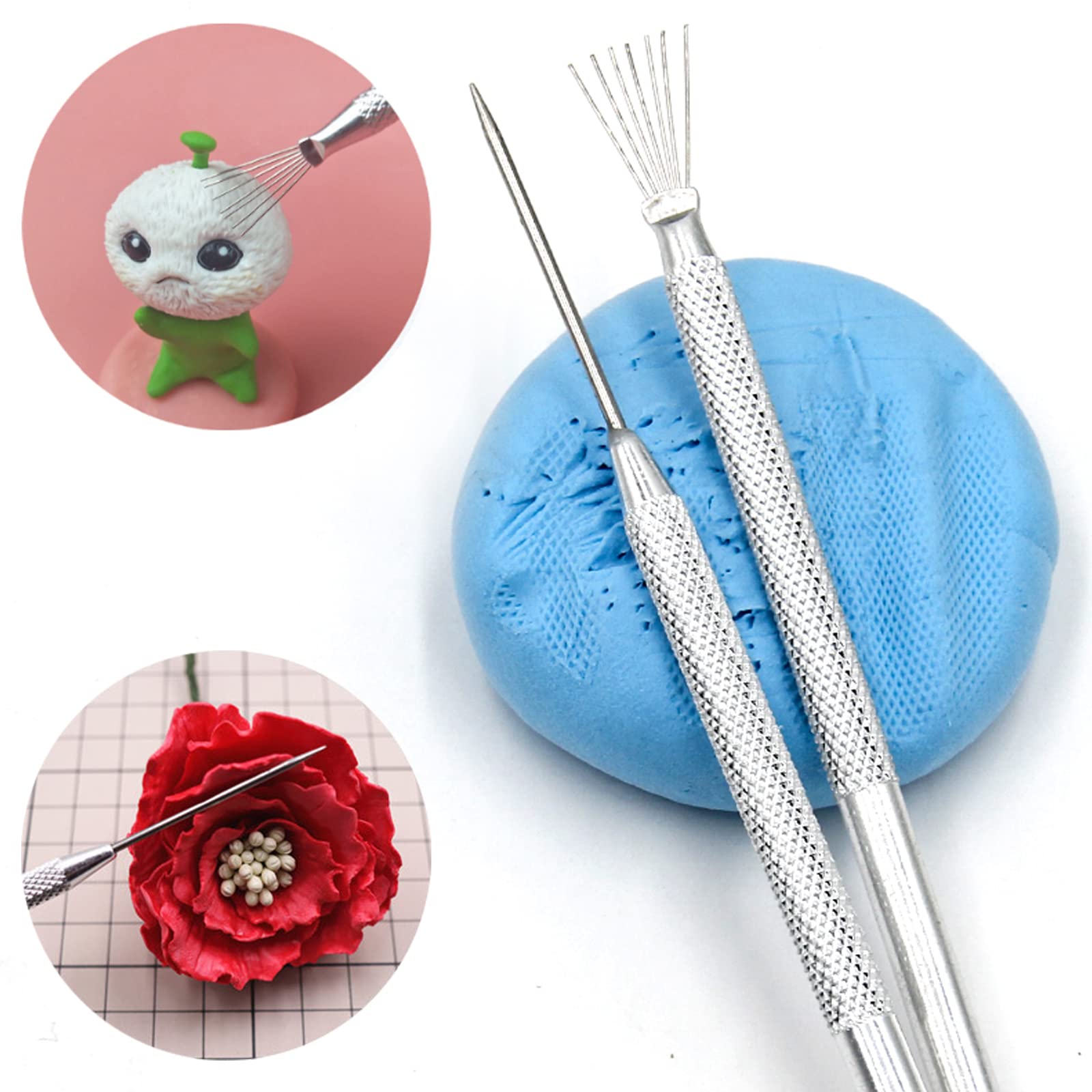 8 Pcs Pottery Clay Tools Set - LyfLux Wooden Circular Hole Cutters, Sculpting Needles, Scrapers & Feather Wire Texture Tools for Ceramics, Sculpture & DIY Art Projects - Perfect for Pottery Making, Clay Modeling & Handcrafting