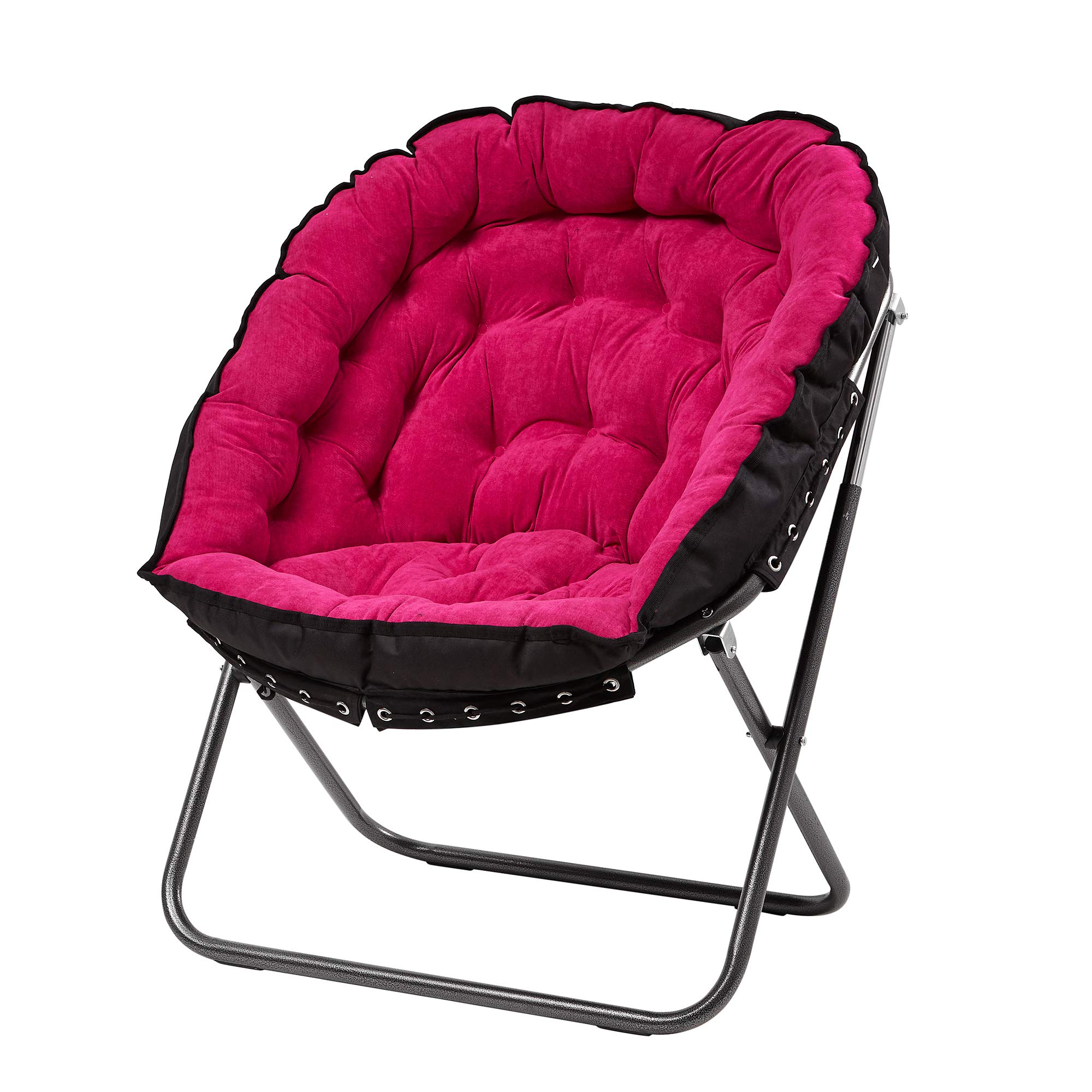 DormCo Papasan Moon Chair - Pink Comfortable Cushioned Seat for Bedroom, Living Room, Dorm & Relaxation