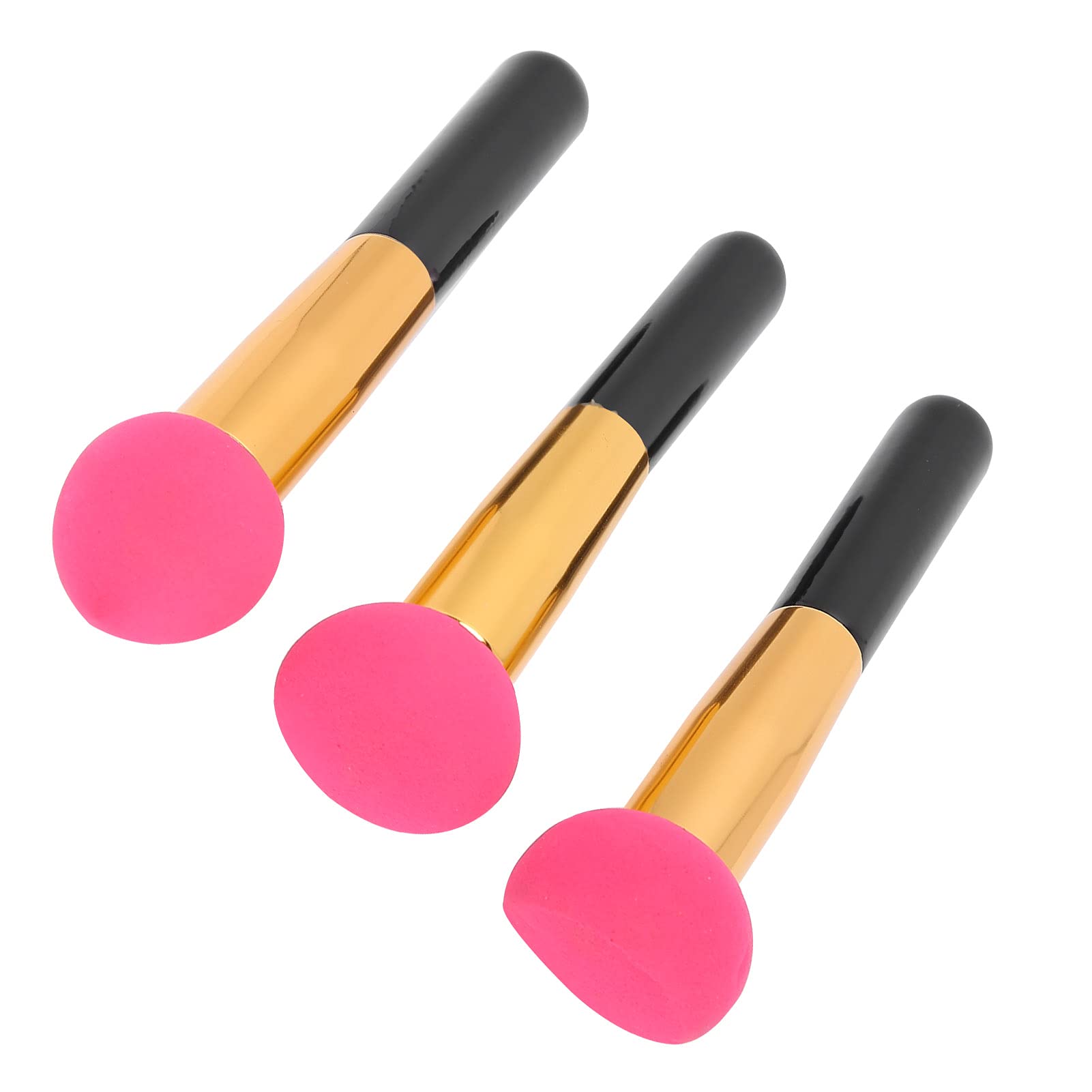 3-Piece Soft Elastic Makeup Blender Sponge Set with Handle - Foundation, Concealer, Blush & Powder Applicator - Pink Beauty Sponge for Flawless Makeup Application - Perfect for Daily Use, Travel & Professional Makeup Kits