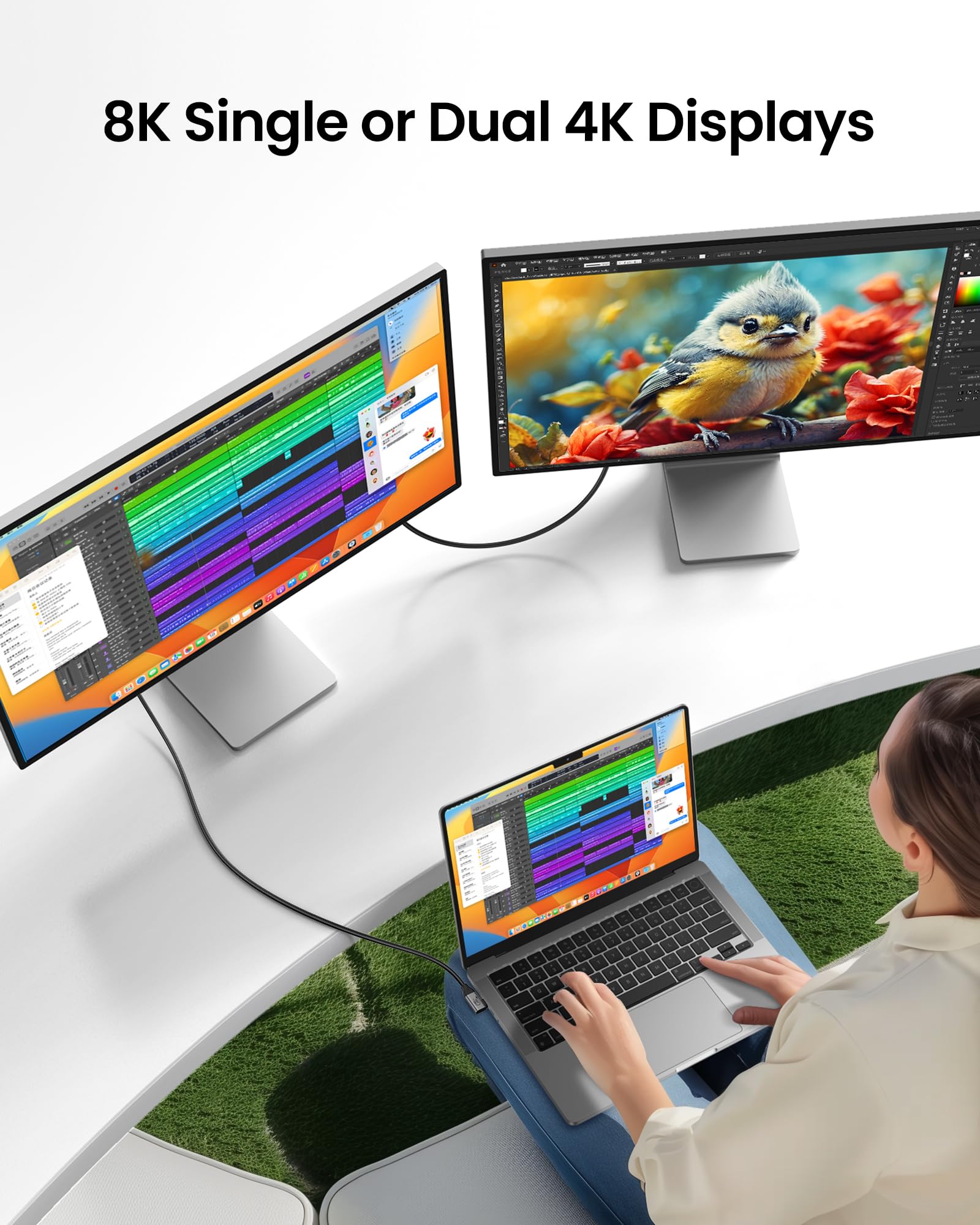 Silkland 1FT USB 4 Cable - Thunderbolt 4 Compatible Right Angle 90° Connector | 40Gbps High-Speed Data Transfer | Supports 8K/5K/4K@60Hz Video & 240W Fast Charging | Perfect for MacBook, iPhone 16, iPad, Docking Stations & SSD Drives | Ideal for Home Office, Gaming & Professional Workstations