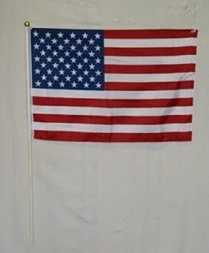 12x18 Inch American Stick Flags - Lot of 12 (Dozen) USA Patriotic PIÑATAS OLE Banners & Signs with Wooden Ball Point Staff - Perfect for Parades, Parties, and Sporting Events