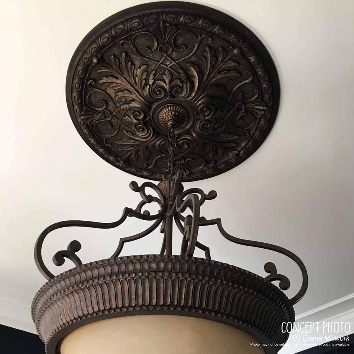 Ekena Millwork Hand-Painted Pewter Vincent Ceiling Medallion - Classic Home Decor for Dining Rooms, Living Rooms & Entryways