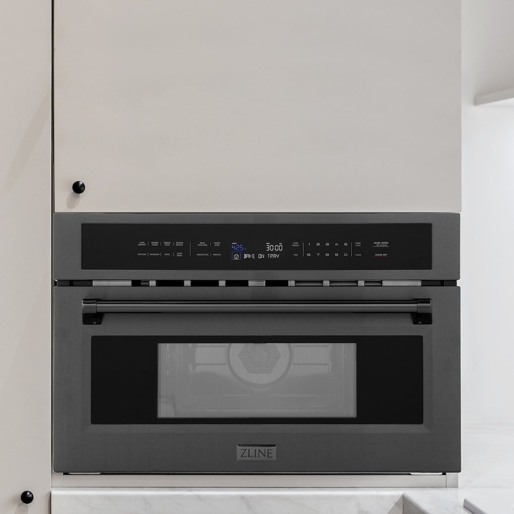 ZLINE 30 Inch 1.6 cu ft Built-In Convection Microwave Oven - Black Stainless Steel (MWO 30 BS) for Modern Kitchens & Small Spaces