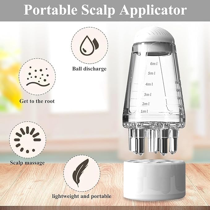 TWINZEN Hair Oil Applicator Comb - Anti-Leak Scalp Massager Brush for Hair Growth & Anti-Hair Loss Treatment | Perfect for At-Home Hair Care, Salon Treatments & DIY Scalp Oil Application (10 Grams)