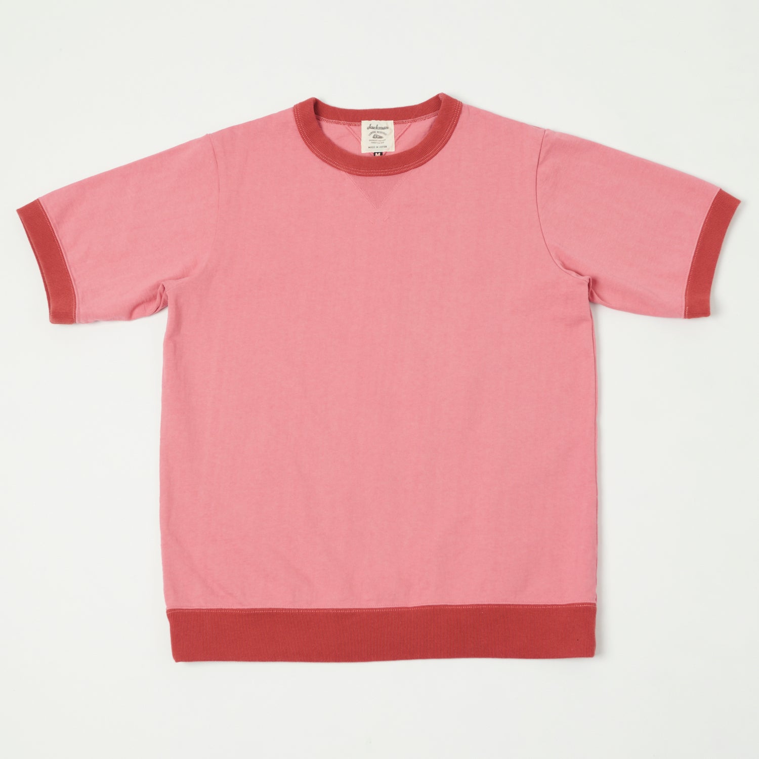 Jackman JM5110 Women's Dotsume Ribbed Tee Shirt - Deep Pink/Tabasco | Soft Stretch Cotton Blend | Casual Wear & Layering Essential
