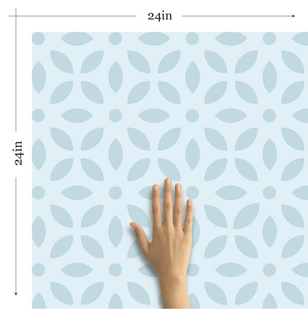Blue Floral Geometric Peel and Stick Removable Wallpaper - Self-Adhesive Decorative Wall Covering for Bedroom, Living Room, Nursery & Office Decor