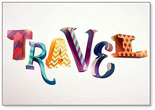 Colorful Travel Word Typographic Fridge Magnet - Fun Souvenir for Refrigerators, Lockers & Office Decor - Perfect for Travel Lovers & Home Organization