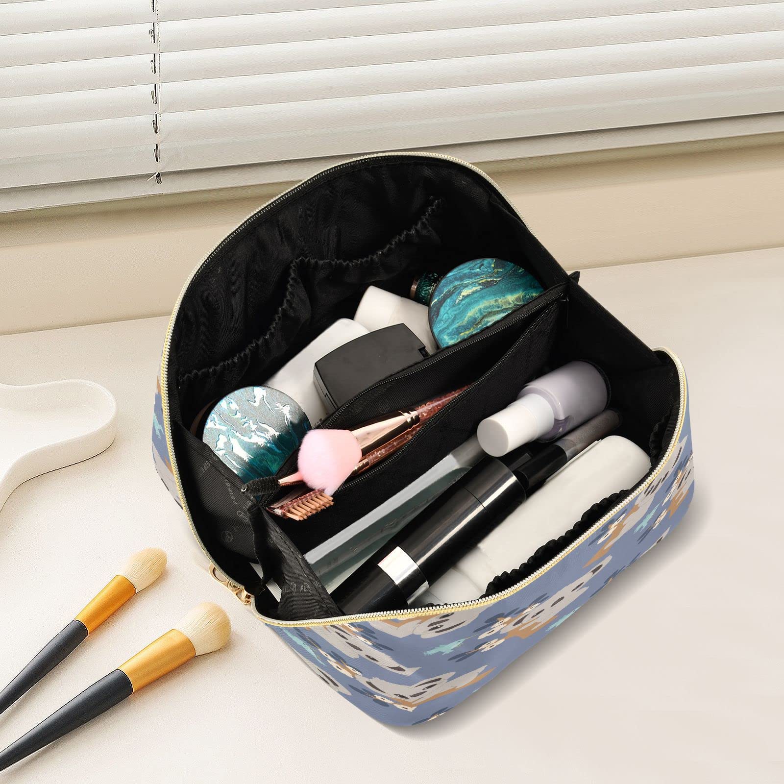 Cute Koala Floral Cosmetic Bag for Women - Large Capacity Travel Makeup Organizer with Handle, Portable Toiletry Storage Pouch for Girls & Ladies | Perfect for Travel, Gym, Beach & Daily Use