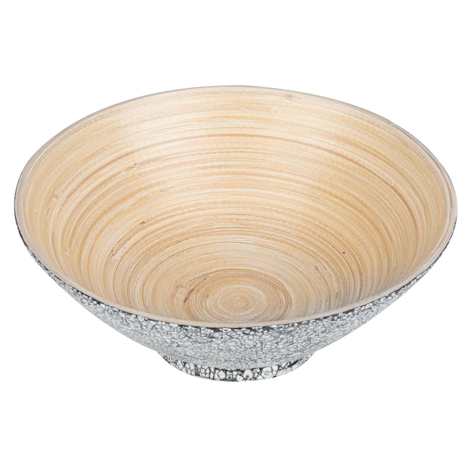 Bambuddha 29 oz Round Gray Spun Bamboo Serving Bowl - Eco-Friendly Natural Fiber Dishware for Salads, Snacks, Fruits - 8.25