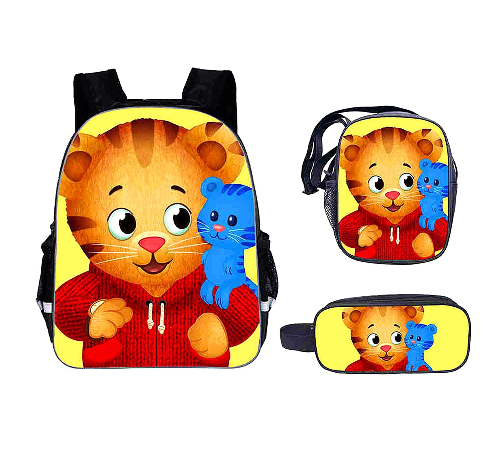 BenLP Daniel The Tiger Backpack Set for Kids - Durable Canvas School Backpack with Lunch Box - Perfect for Preschool, Kindergarten, Travel & Outdoor Adventures